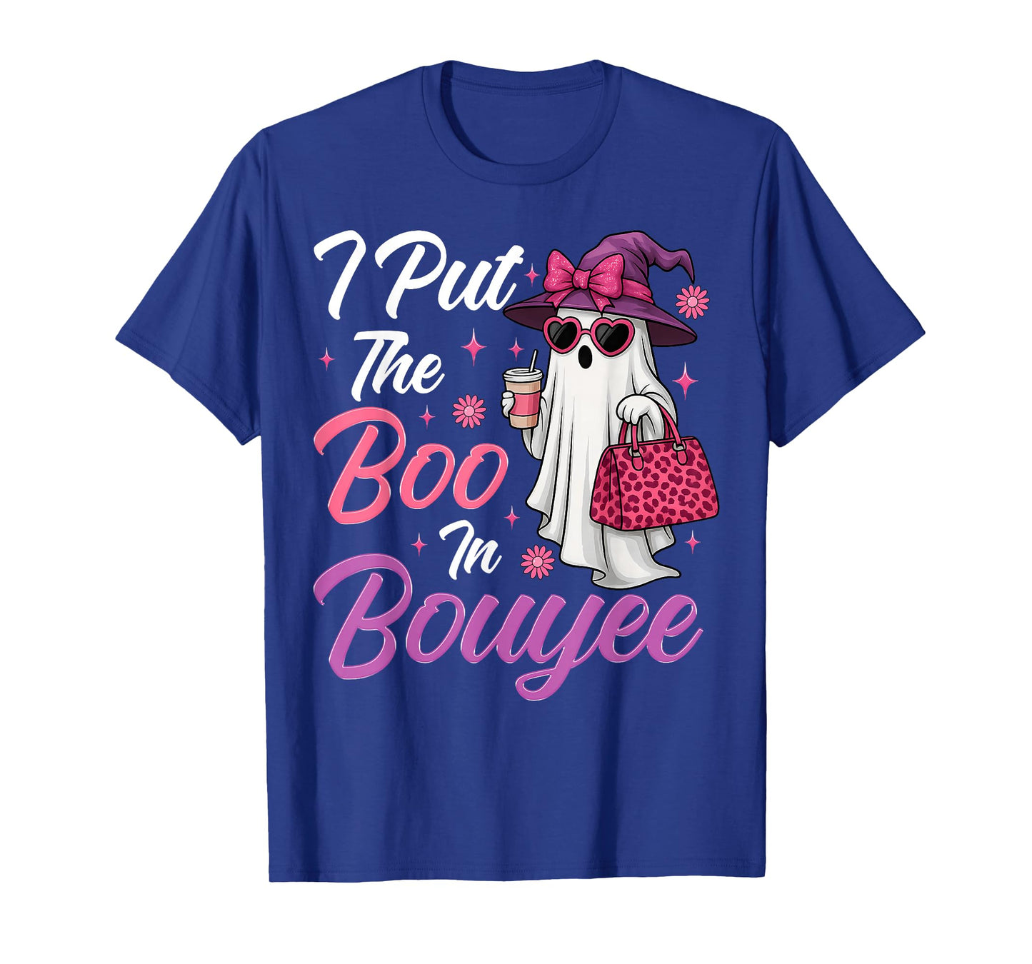 I Put The Boo in Boujee Ghost Funny Pink Leopard Halloween T-Shirt