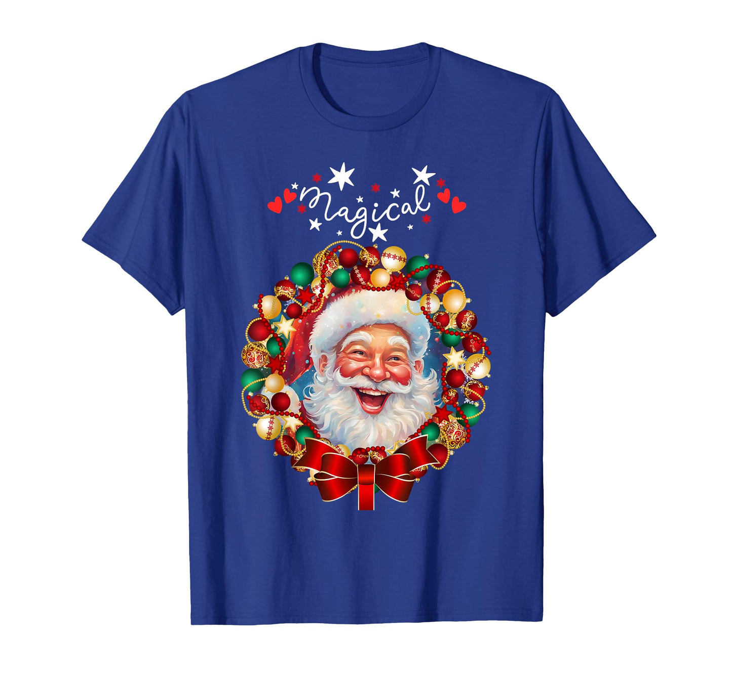 Santa Christmas Magical Funny Happy Xmas Wreath T-Shirt