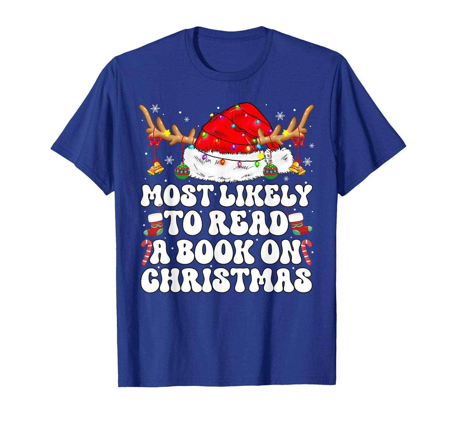 Funny Most Likely to Read A Book On Christmas Family Women T-Shirt