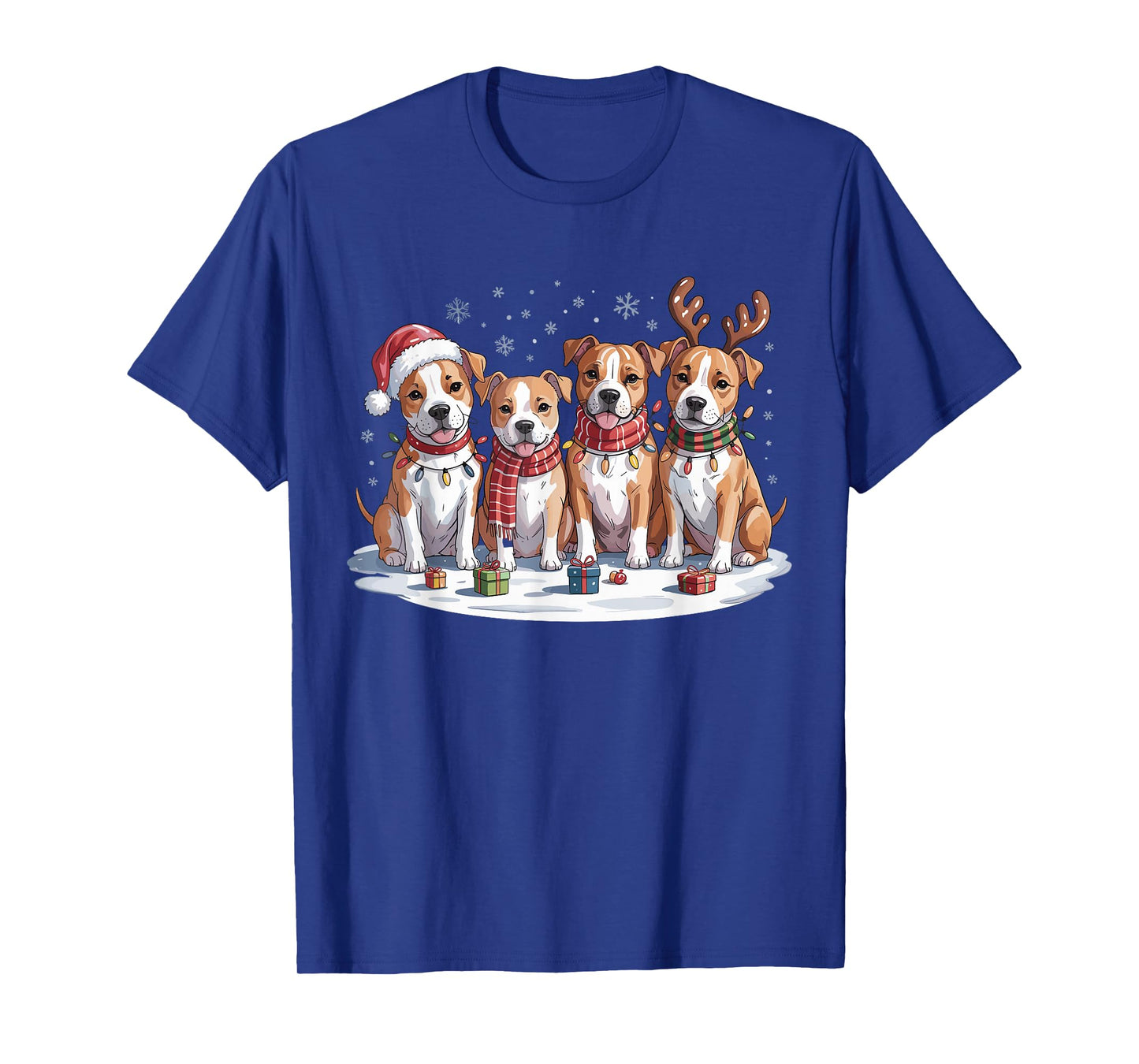 American Staffordshire Christmas Funny Puppies Dog Lovers T-Shirt