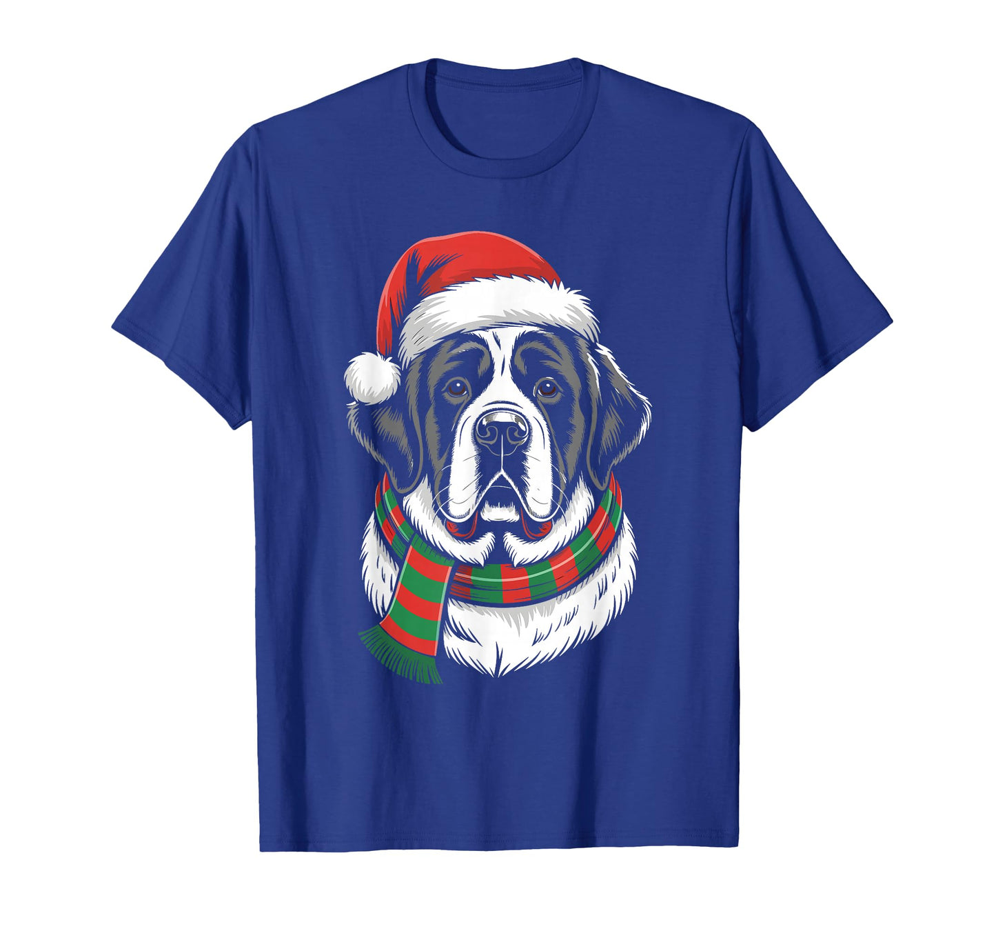 Saint Bernard Dog Xmas Santa Hat Scarf Christmas Costume T-Shirt