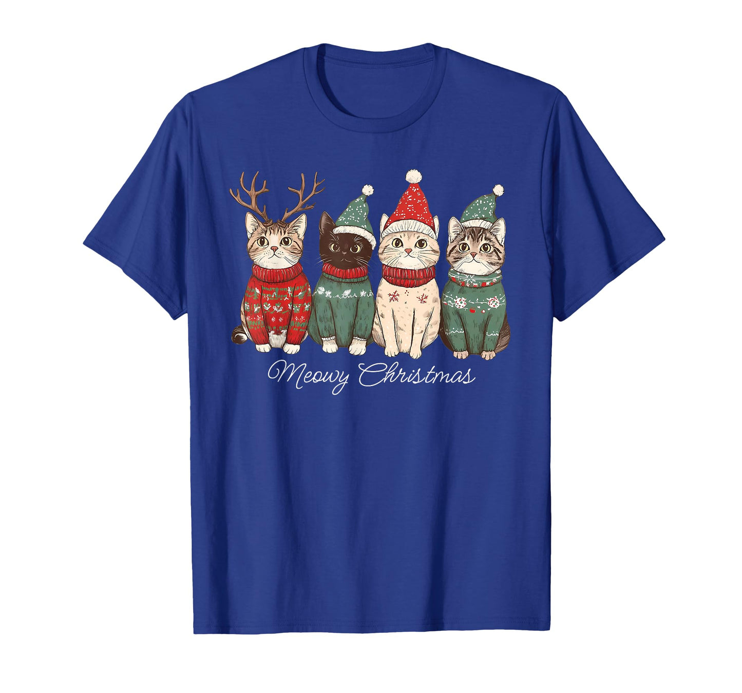 Meowy Christmas Cute Cats Santa Squad Xmas Pajamas Holiday T-Shirt