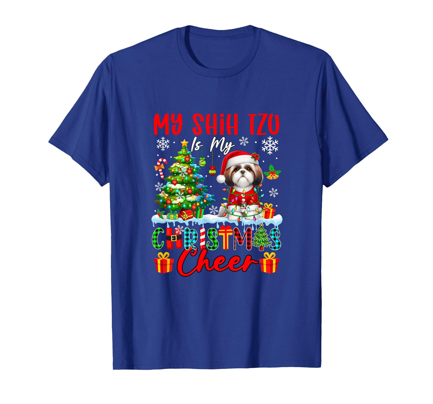 My Shih Tzu is My Xmas Cheer Funny Santa Dog Owner Kids T-Shirt