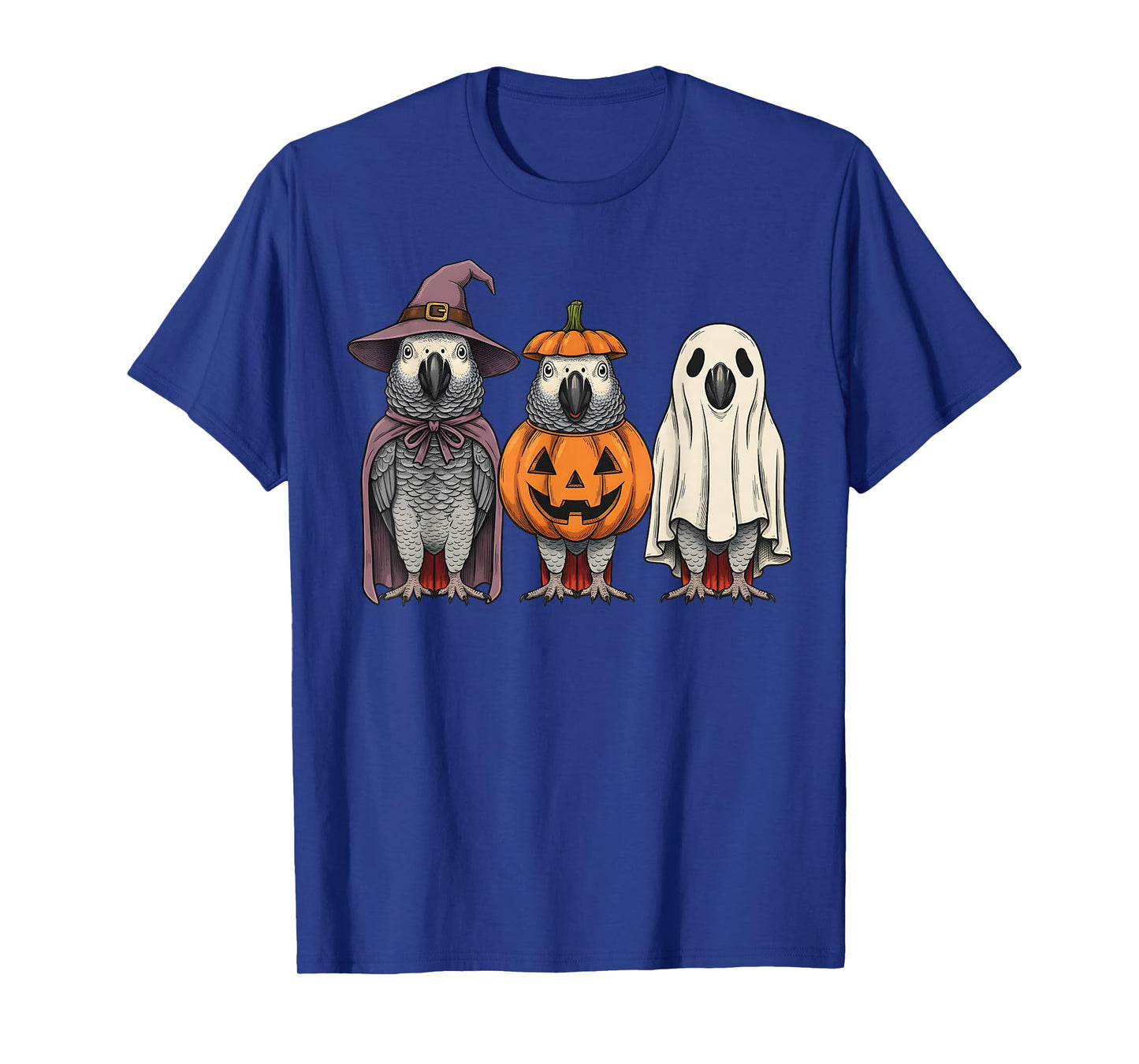Spooky Ghost African Grey Parrot Lover Pumpkin Halloween T-Shirt