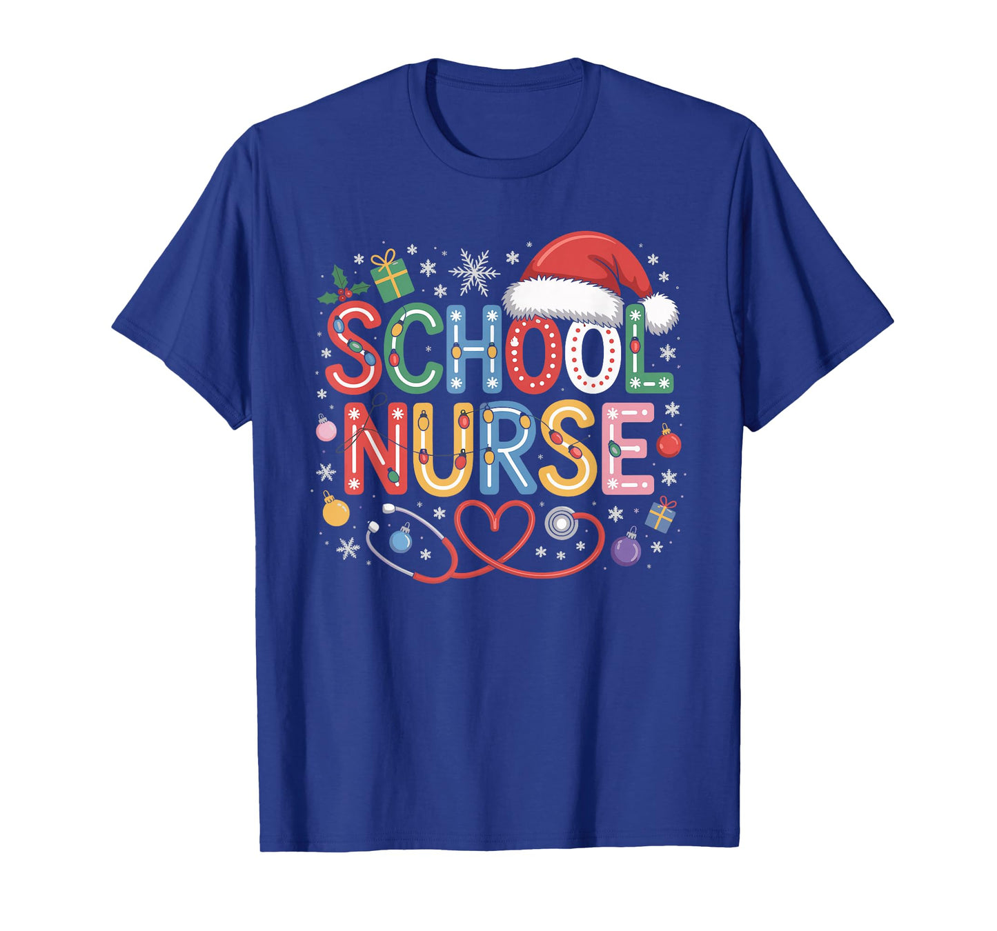 School Nurse Christmas Santa Cap Nursing Humor Xmas T-Shirt