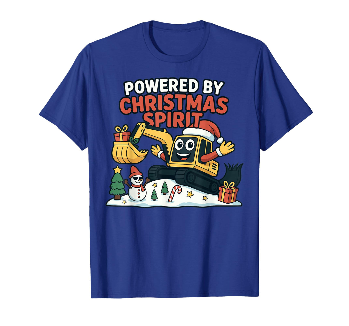 Christmas Excavator Cartoon Powered by Holiday Spirit T-Shirt