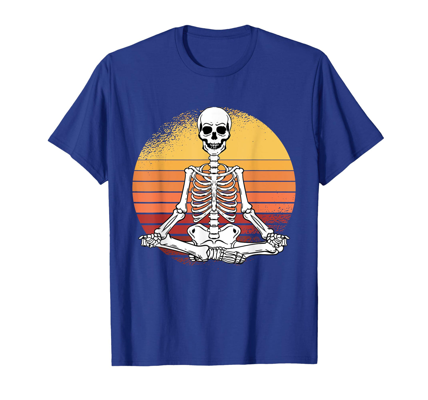 Skeleton Yoga Lazy Halloween Costume Retro Meditation T-Shirt