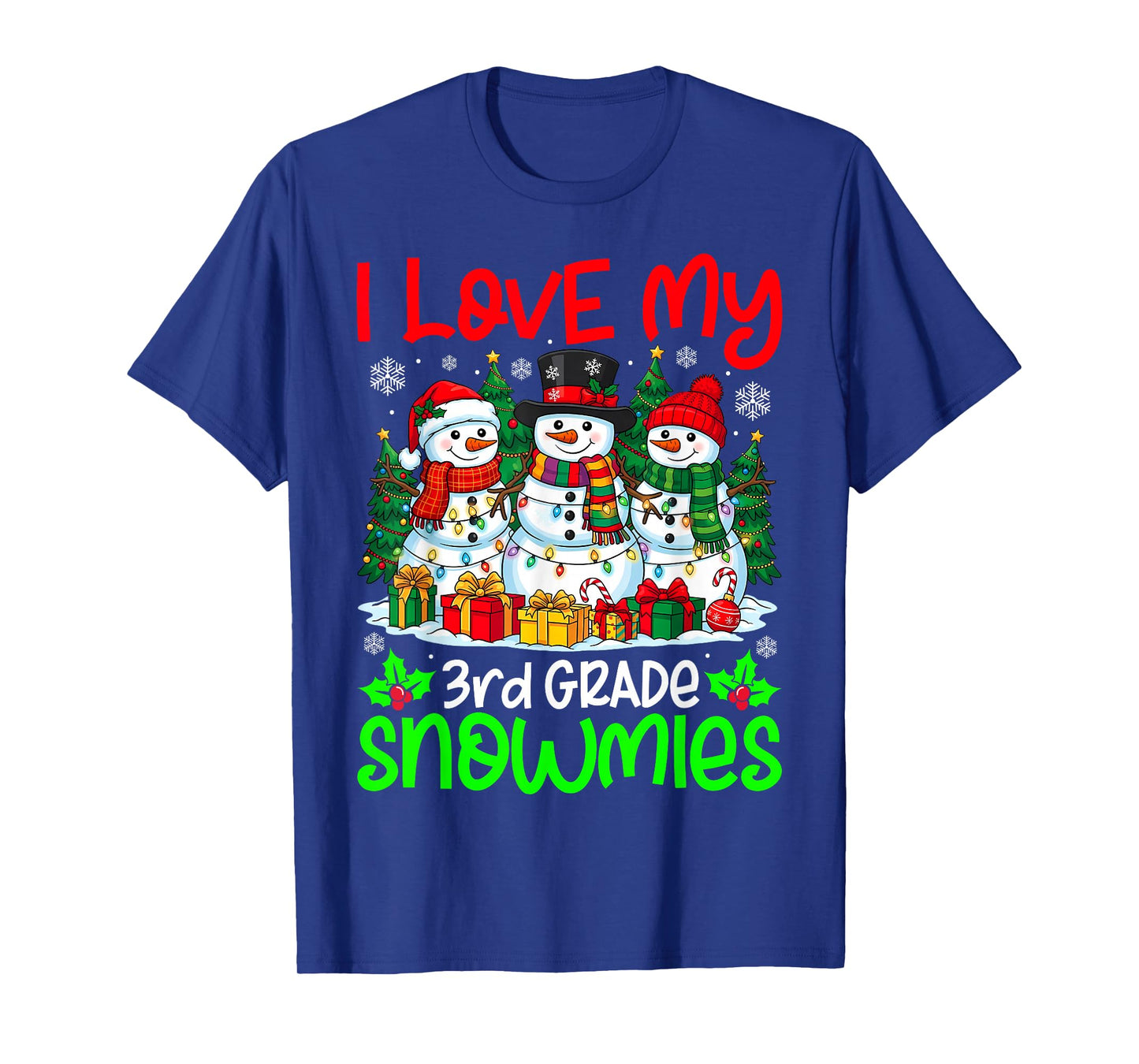 I Love My 3rd Grade Snowmies Christmas Teacher Students Xmas T-Shirt