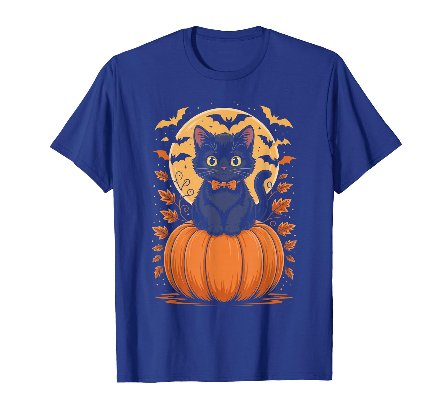 Retro Black Cat Pumpkin Halloween Costume Fall Autumn Gifts T-Shirt