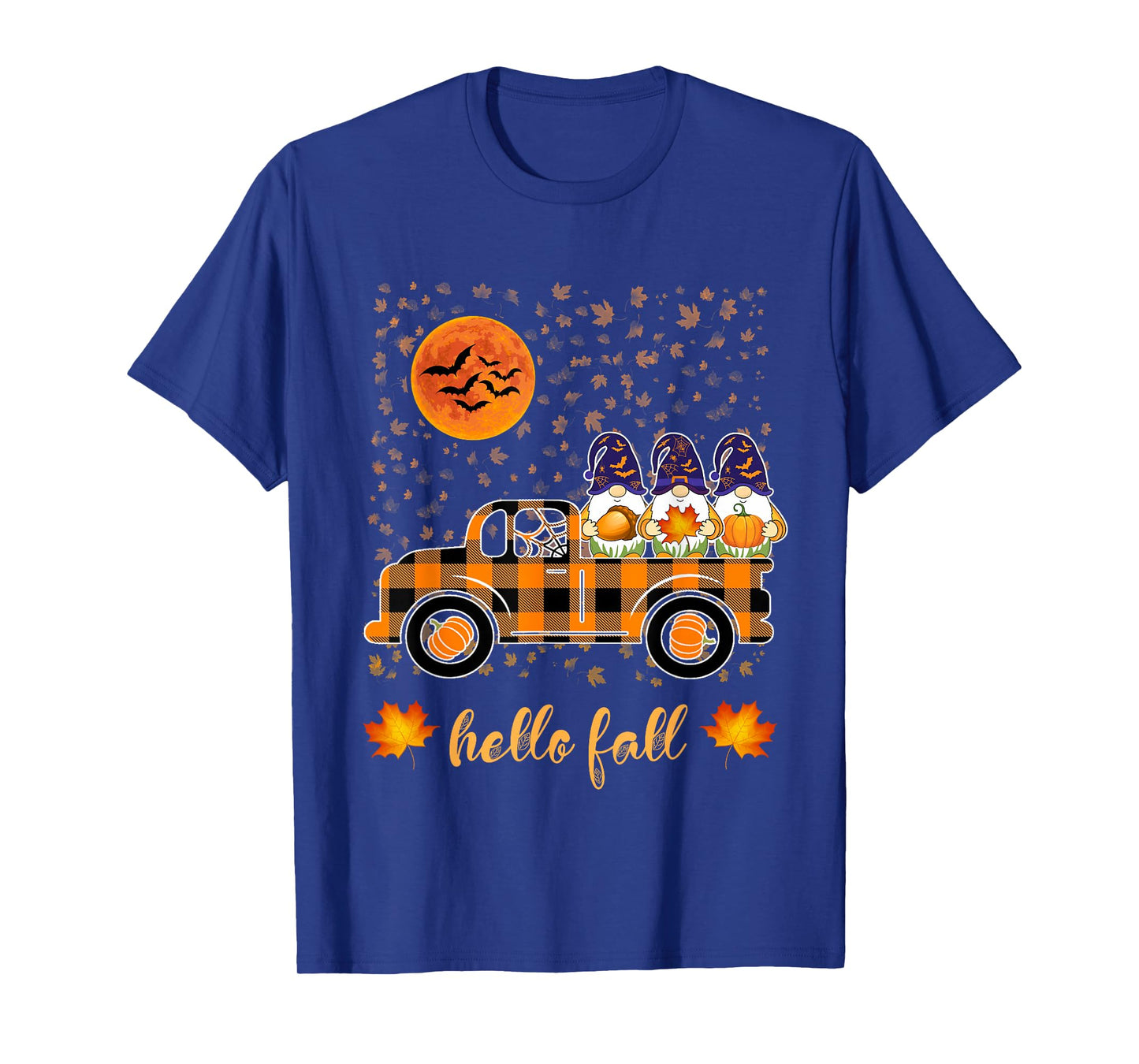Funny Halloween Gnomes Witch Holding Pumpkin Riding Truck T-Shirt