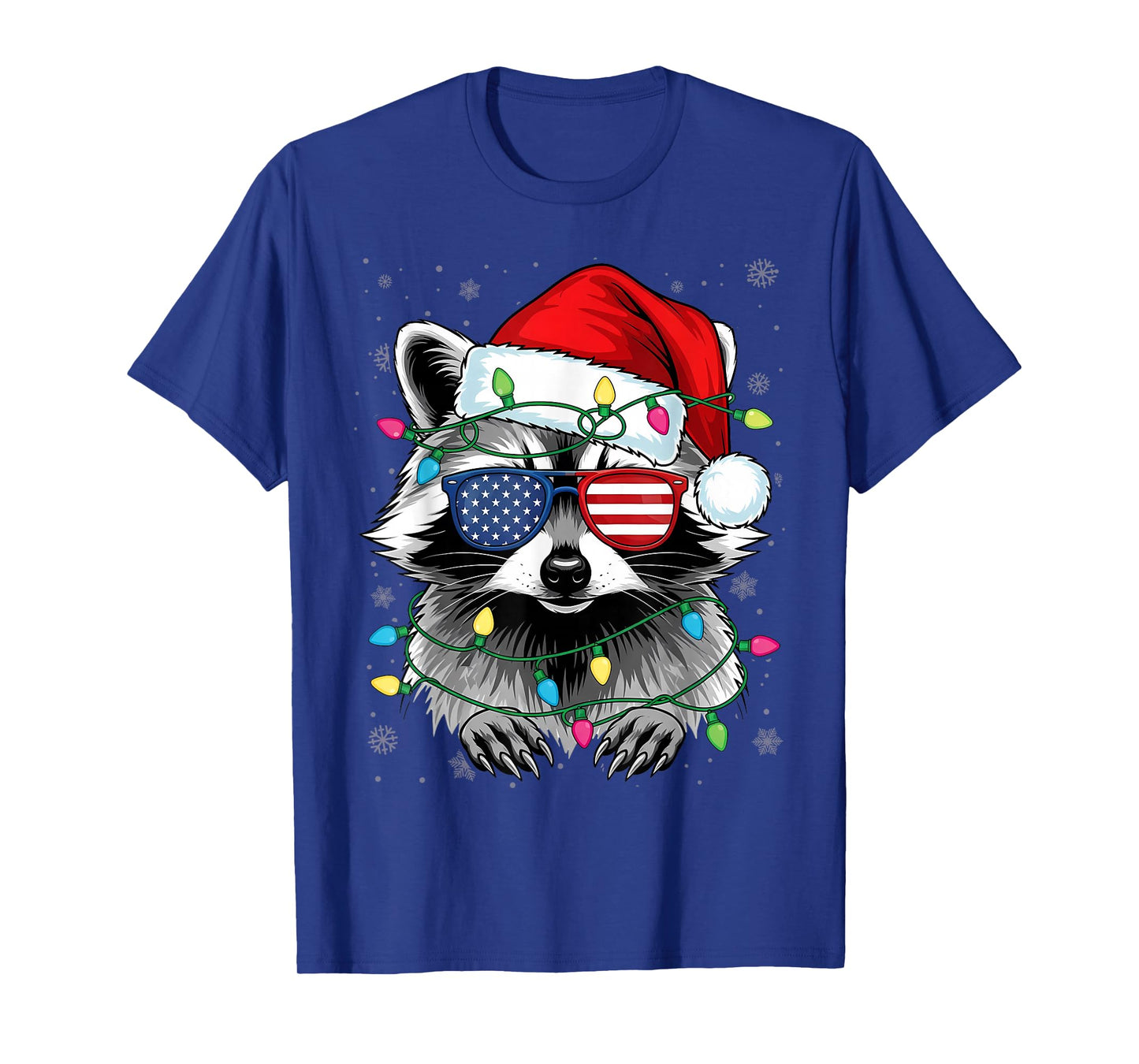 Christmas Lights Raccoon Santa Funny Tree T-Shirt
