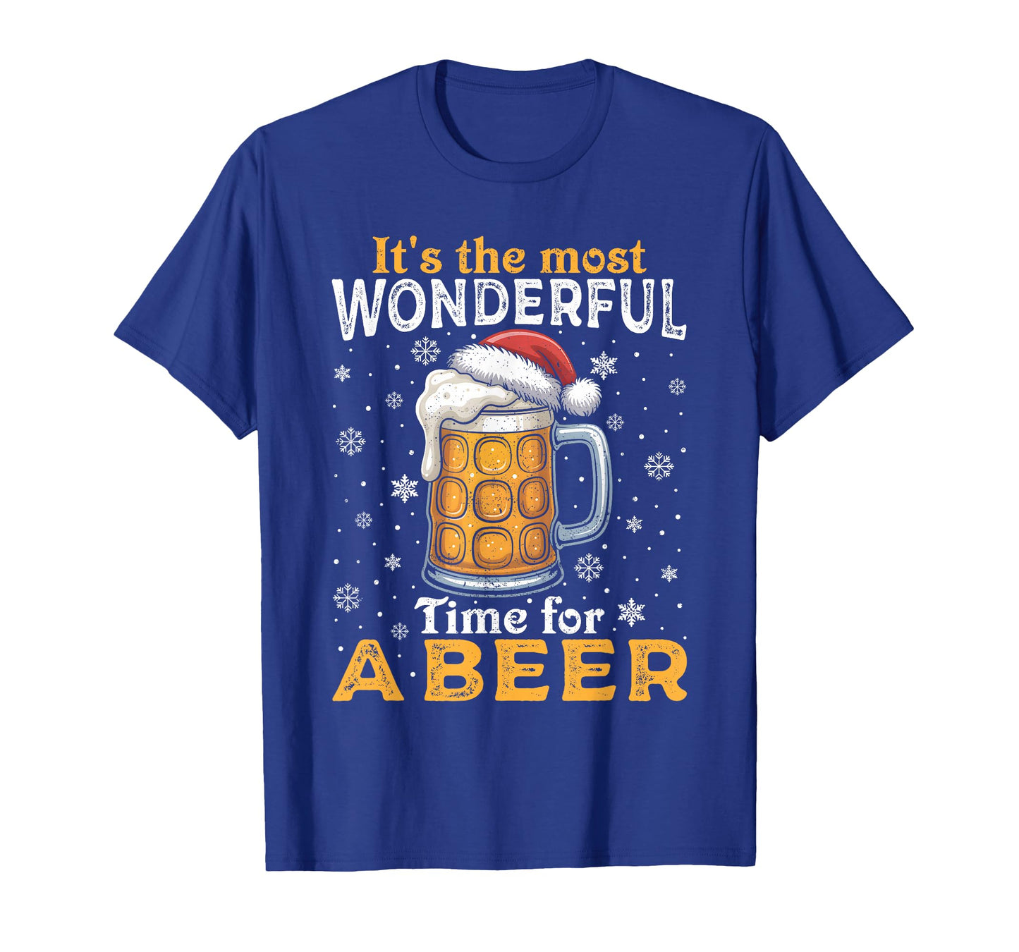 Funny Christmas Pajama Outfit Men Women Beer Mug Santa Hat T-Shirt