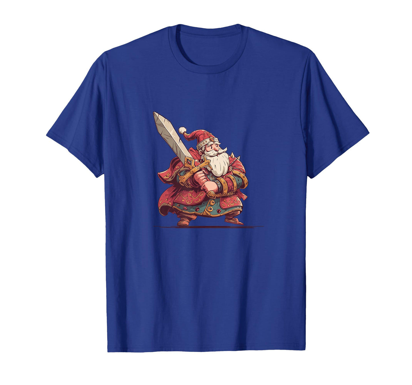 Funny Fantasy World Santa Claus with Medieval Sword T-Shirt