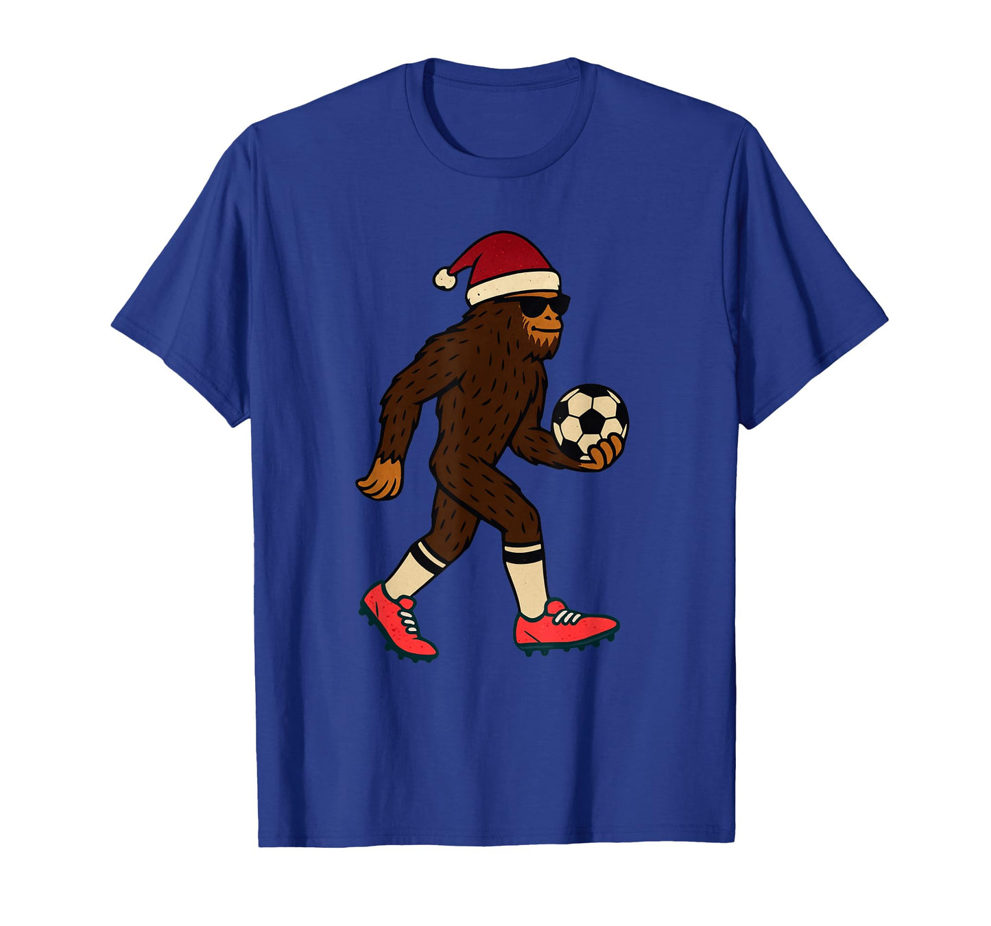 Sasquatch Playing Soccer Christmas Vintage Funny Xmas T-Shirt