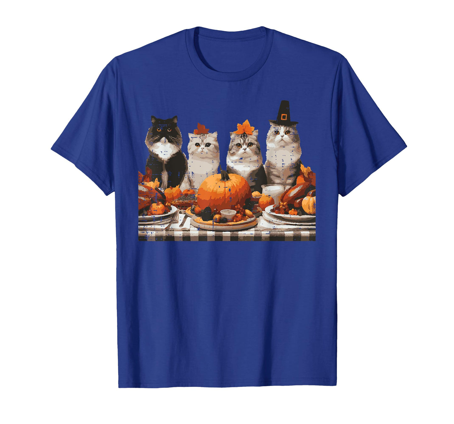 Thanksgiving Cats Dinner Feast Vintage Fall Men Women Kids T-Shirt