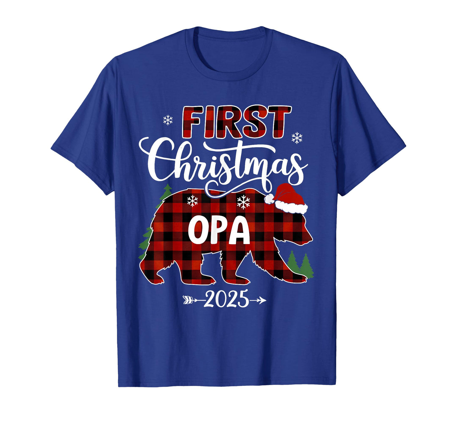 Pregnancy First Christmas Opa Red Plaid Bear Santa 2025 T-Shirt