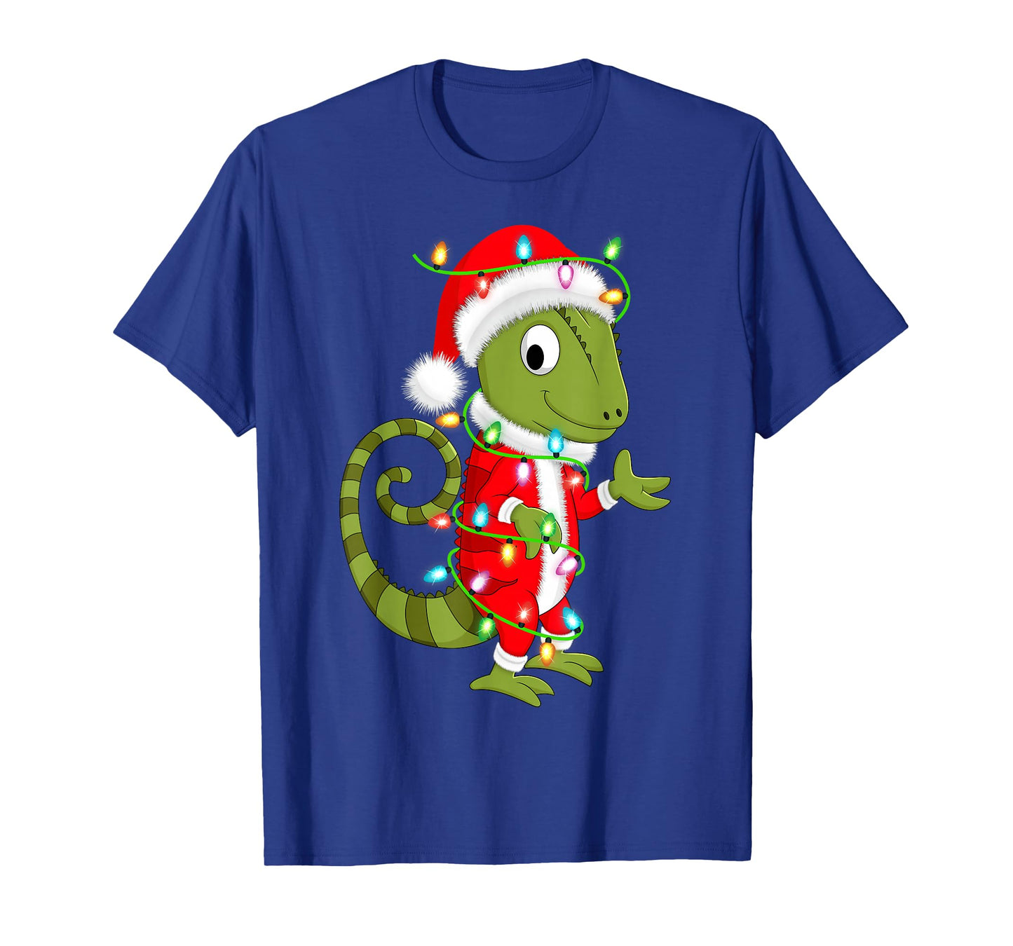Chameleon Christmas Lights Santa Costume Cute Animal Xmas T-Shirt