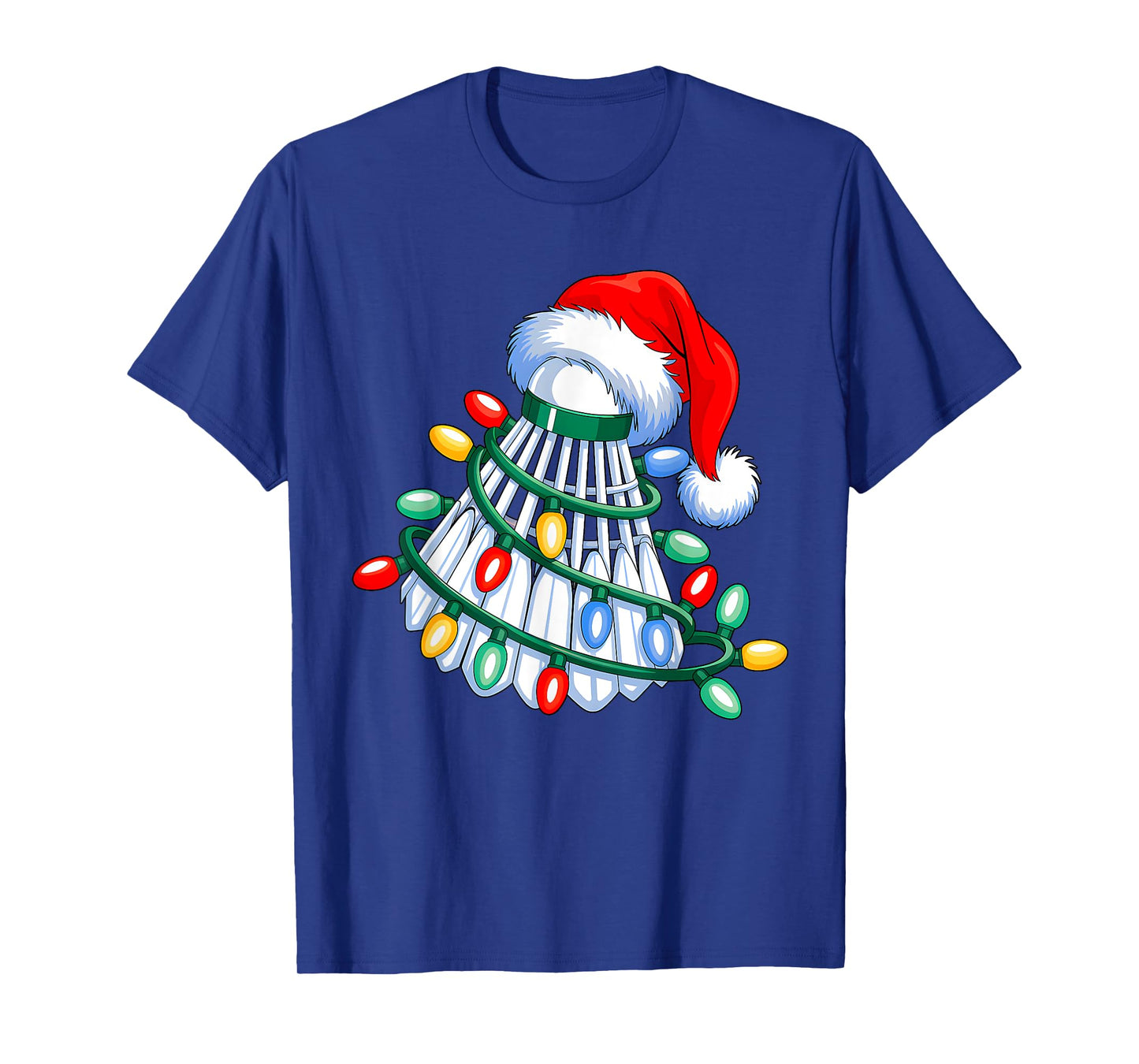 Badminton Santa Hat Christmas Badminton Lover Xmas Lights T-Shirt