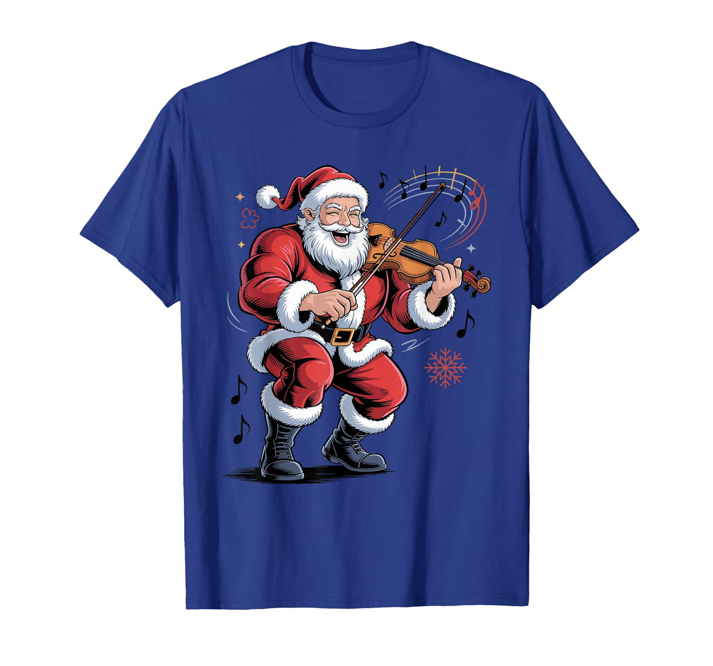 Santa Playing Violin Funny Holiday Christmas Xmas Pajama T-Shirt