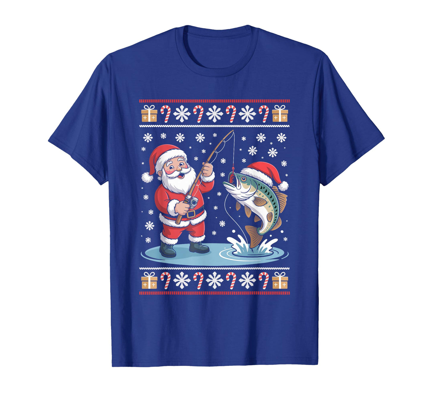Funny Santa Claus Fishing Ugly Christmas Sweater Fisherman T-Shirt