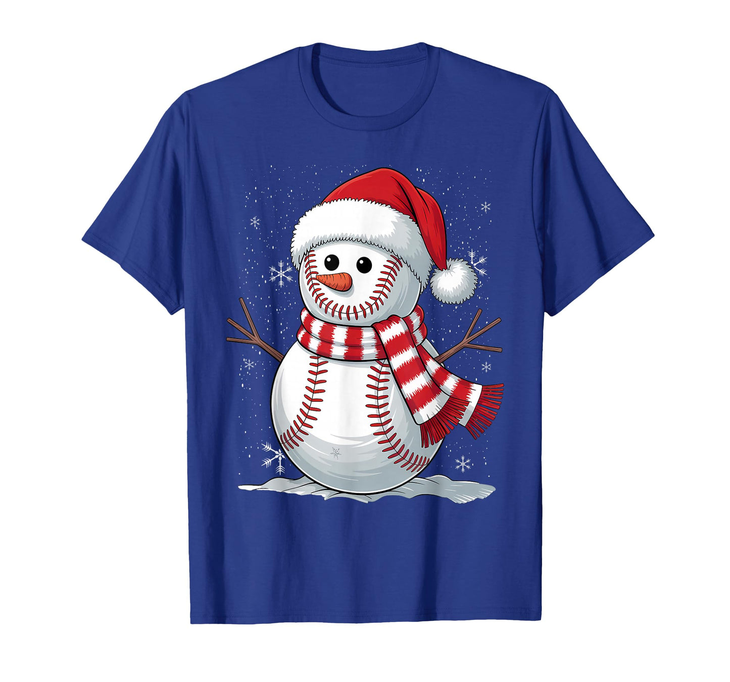 Baseball Lover Christmas Snowman Santa Hat Funny Boys T-Shirt