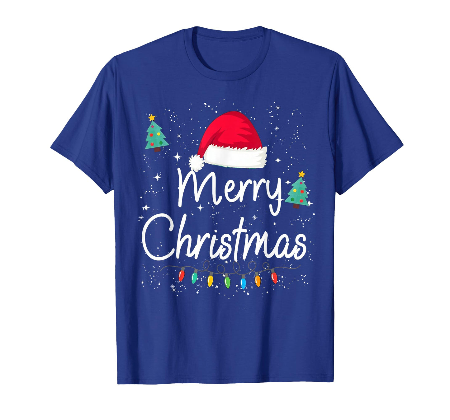 Merry Christmas Family Xmas Santa Hat Lights Men Women Kids T-Shirt