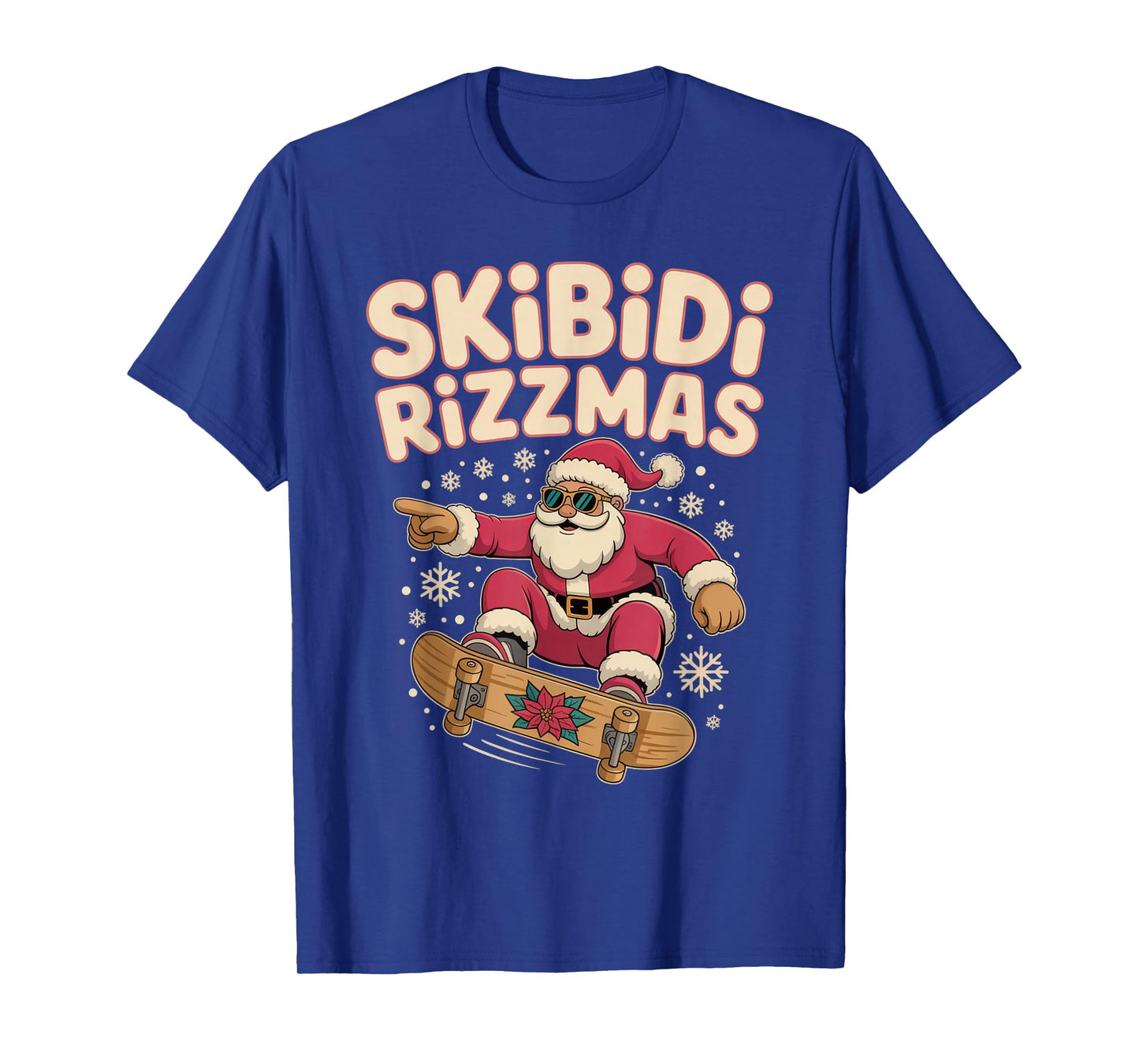 Skibidi Rizzmas Skateboarding Santa Funny Christmas Vibes T-Shirt