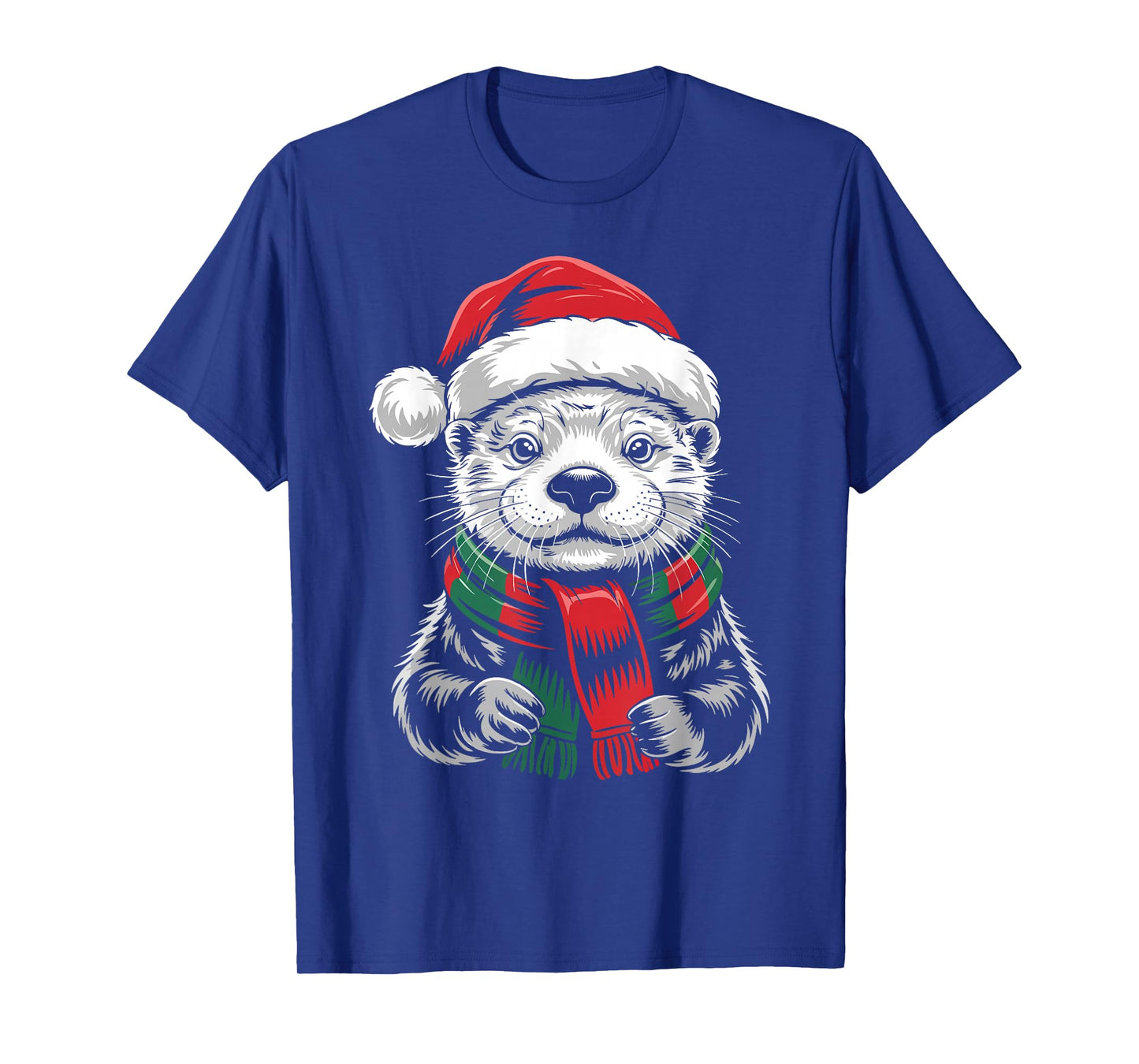 Sea Otter Xmas Santa Hat Scarf Christmas Costume T-Shirt