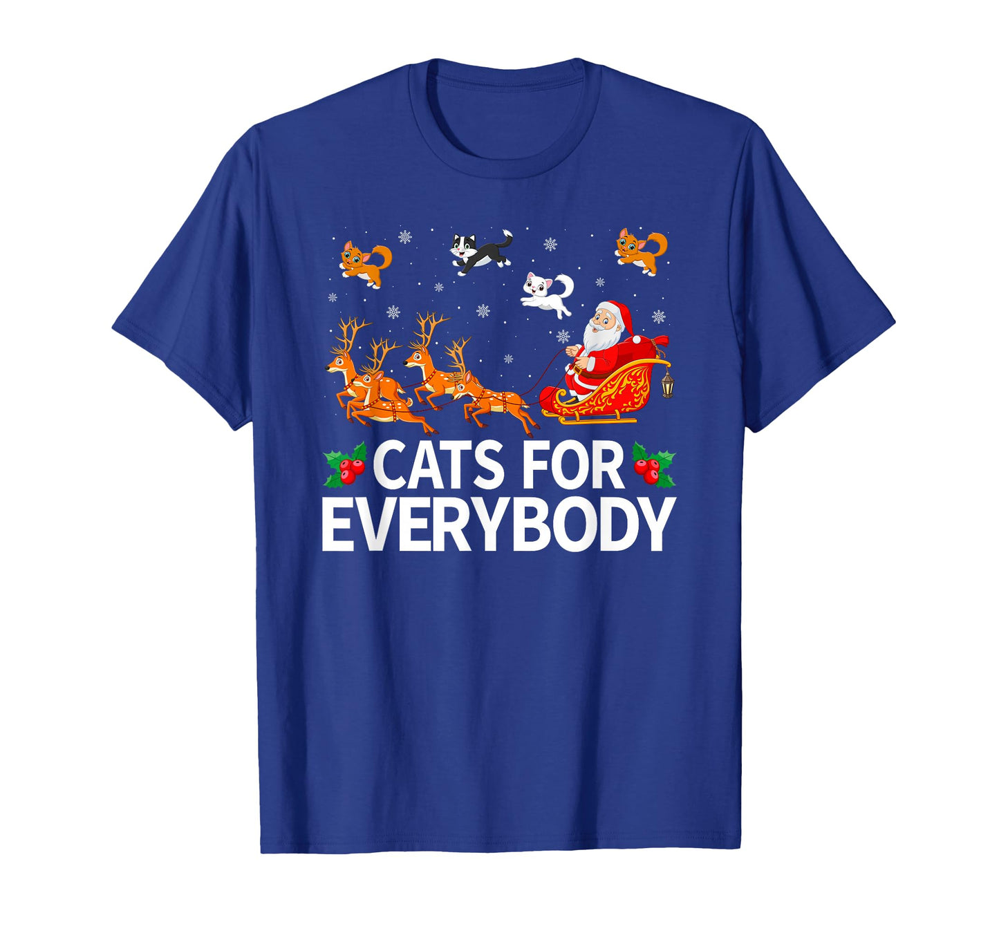 Cats for Everybody Xmas Pajamas Santa Sleigh Cat Christmas T-Shirt