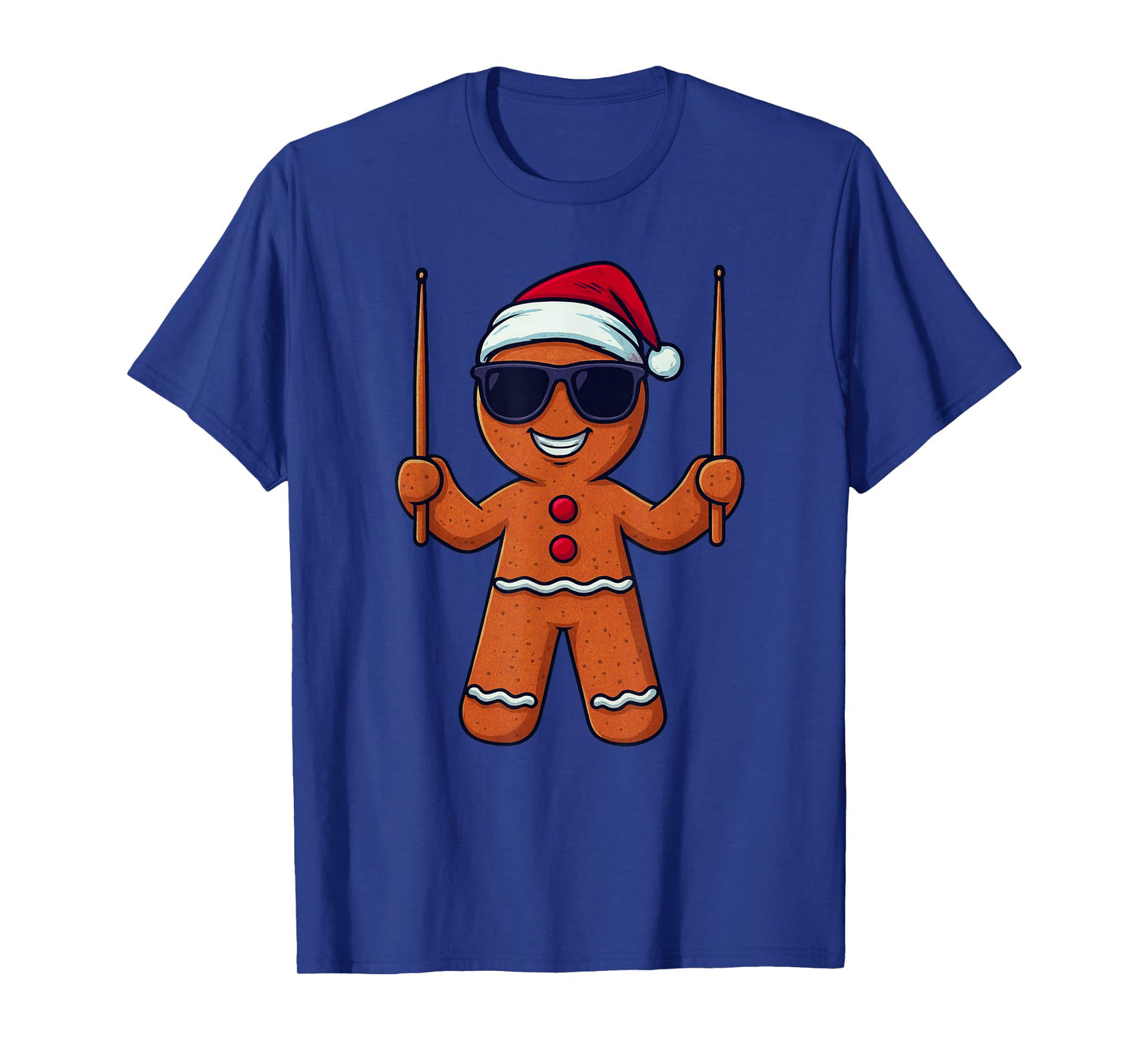 Gingerbread Playing Drums Christmas Vintage Funny Drummer T-Shirt