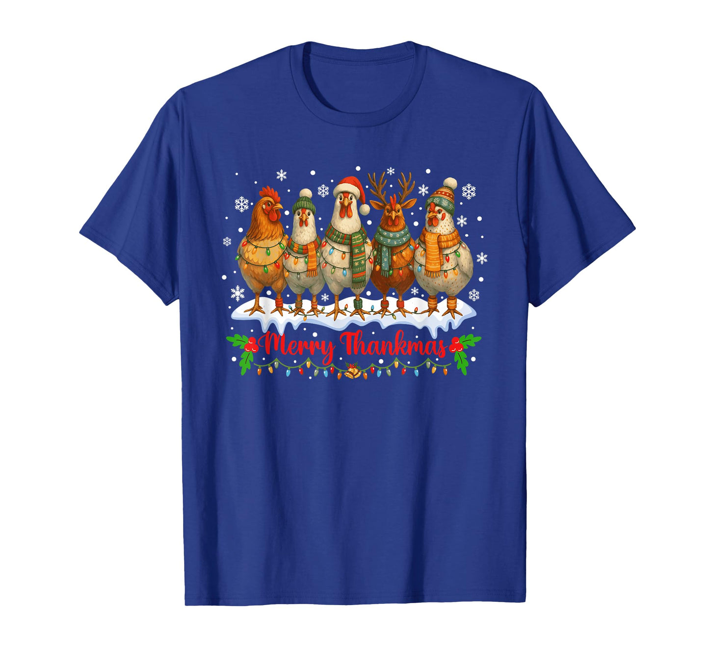 Family Matching Christmas Chicken Lights Farm Animal Funny T-Shirt