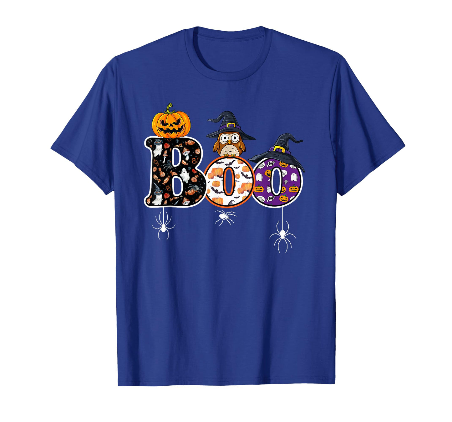 Funny Halloween Boo Owl with Witch Hat Spiders Boy Girl Kids T-Shirt