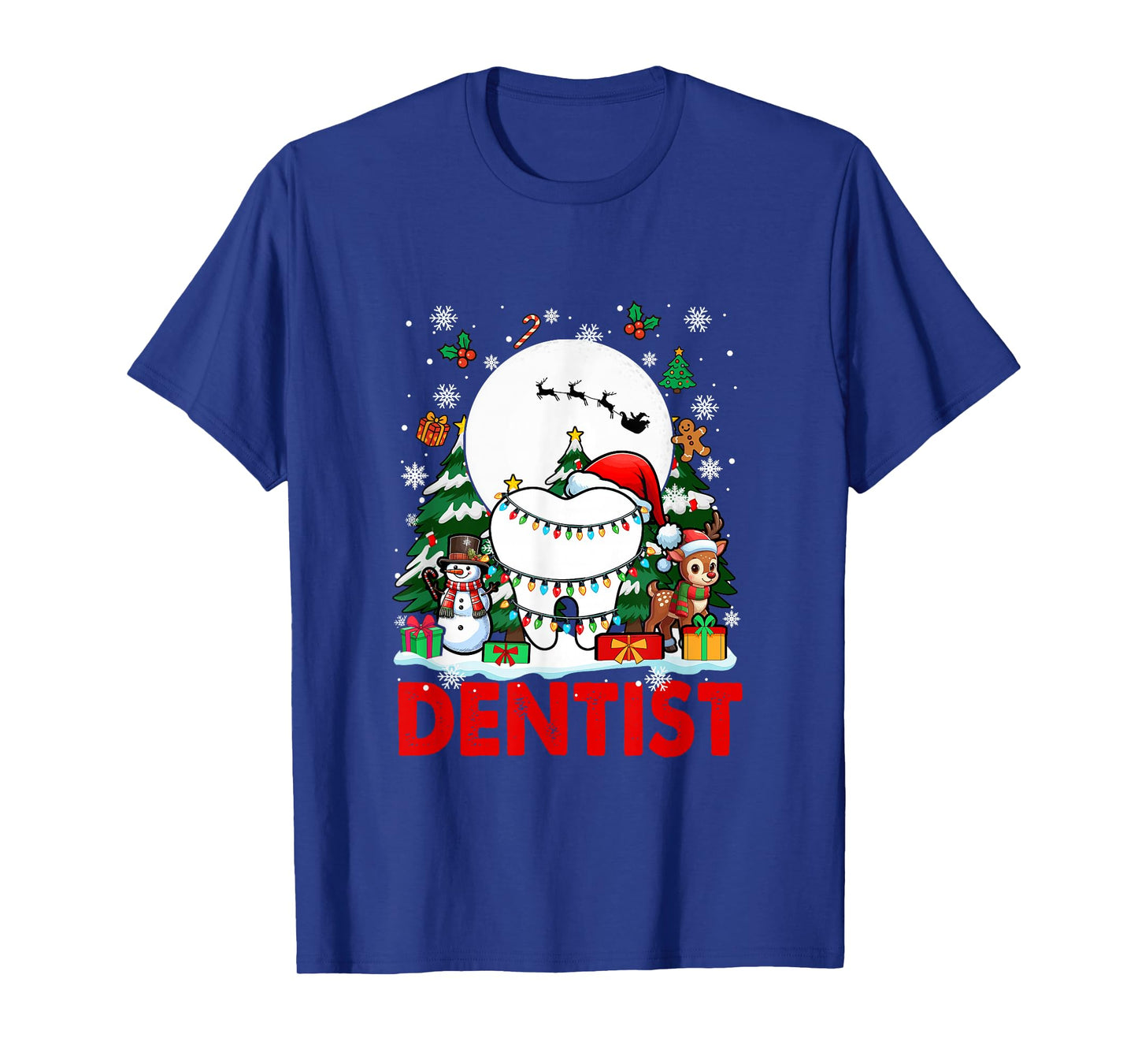 Dentist Job Tools Santa Snowmen Reindeer Christmas Trees T-Shirt