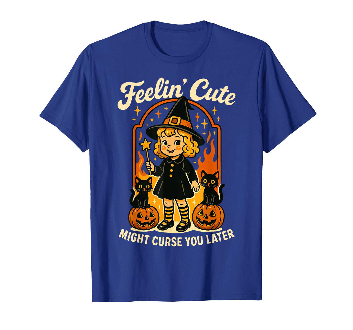 Feeling’s Cute Might Curse You Later Halloween Black Cat T-Shirt