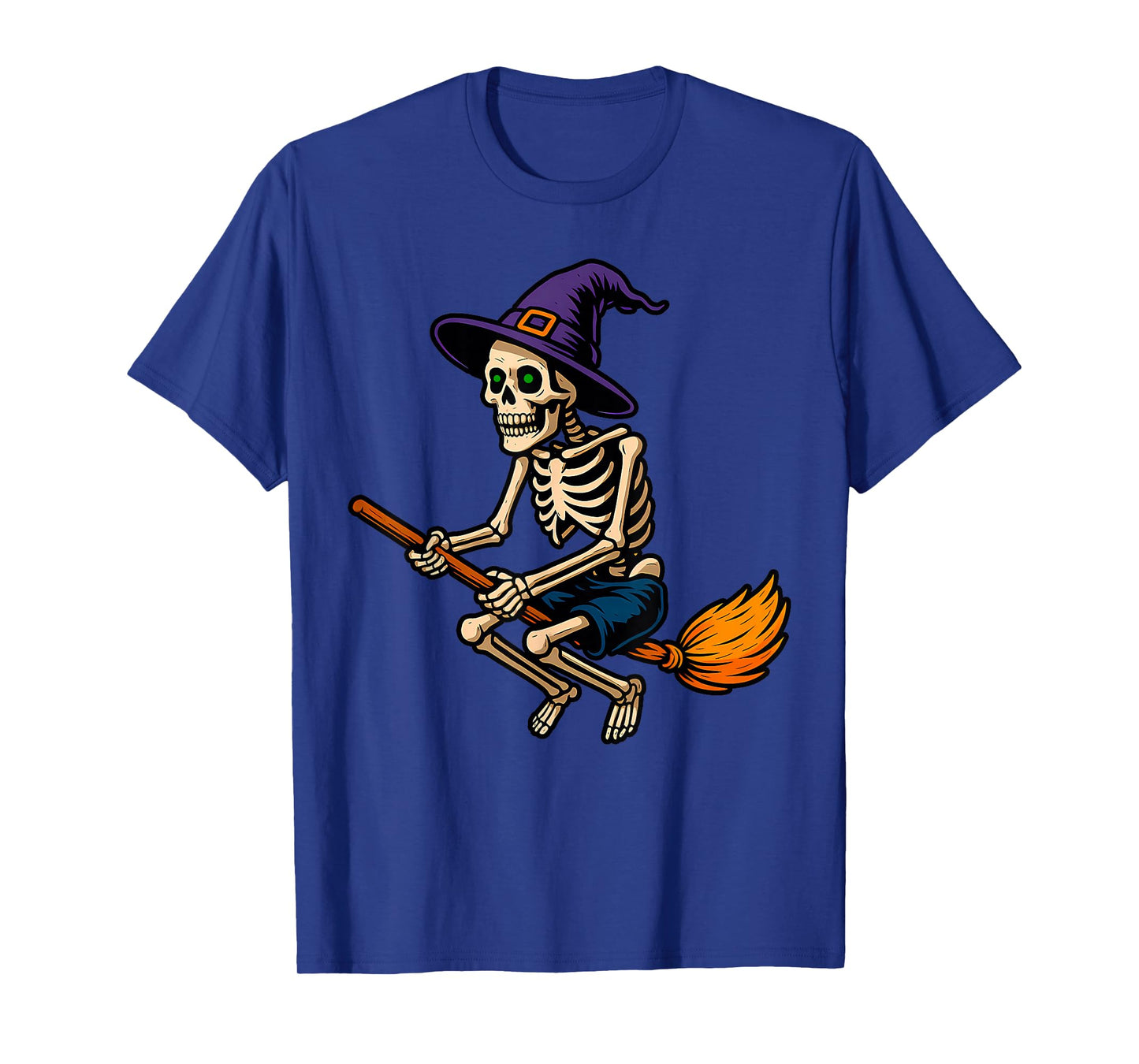 Skeleton Witch Riding Broom Halloween I Can Drive A Stick T-Shirt