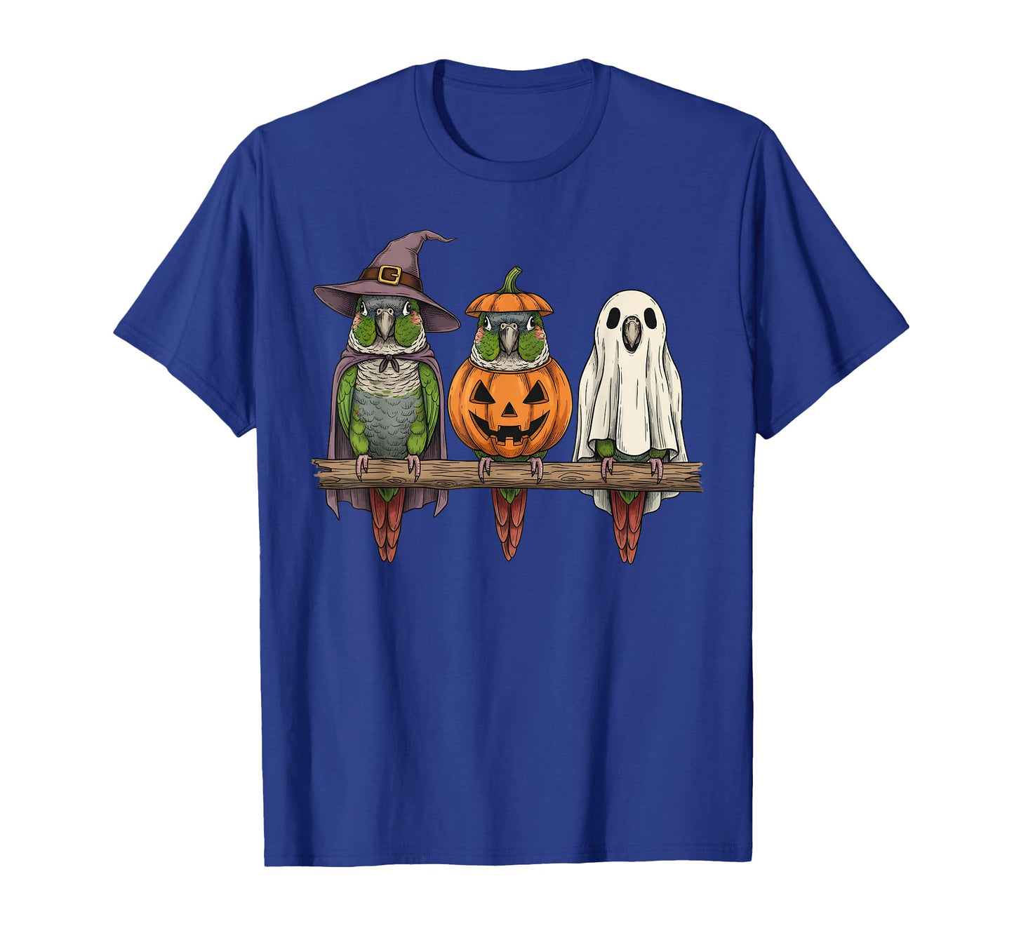 Spooky Ghost Green Cheek Conure Bird Lover Pumpkin Halloween T-Shirt
