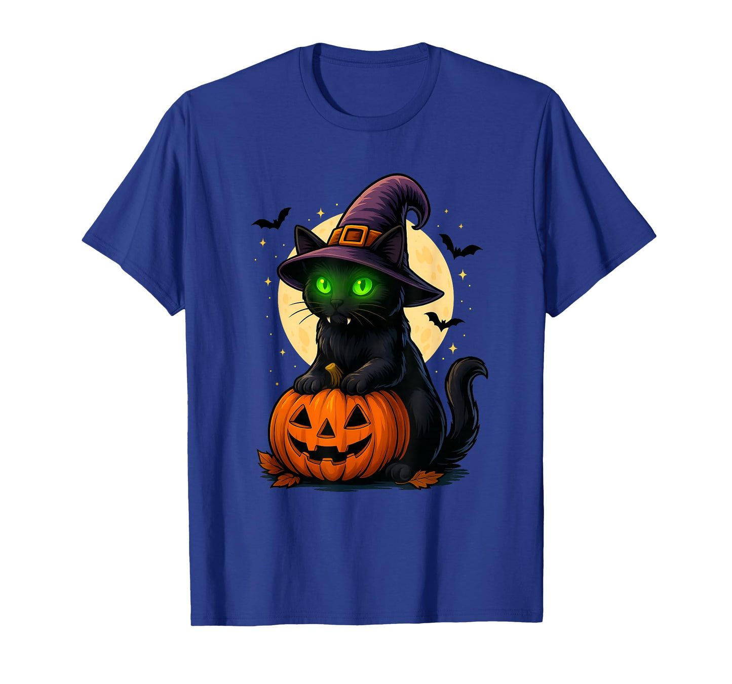 Halloween Black Cat with Pumpkin and Moon T-Shirt