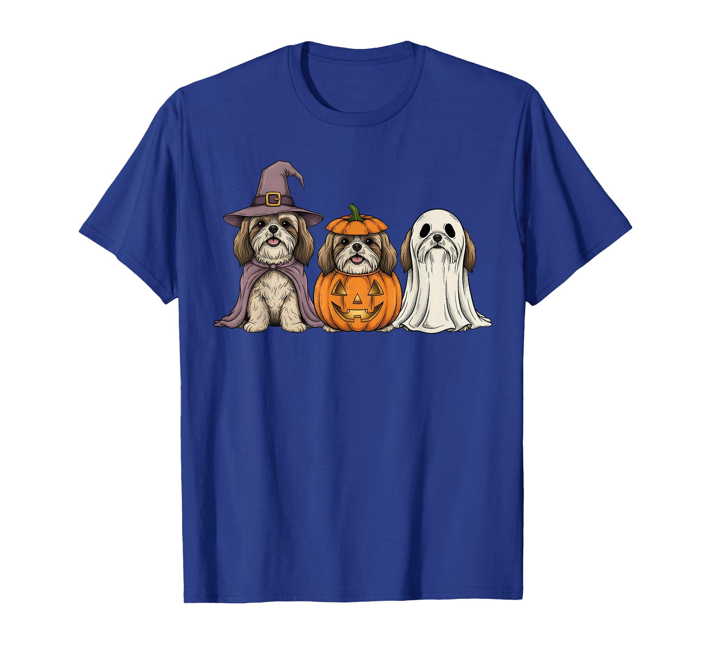Spooky Ghost Shih Tzu Pumpkin Halloween Dog Lover T-Shirt