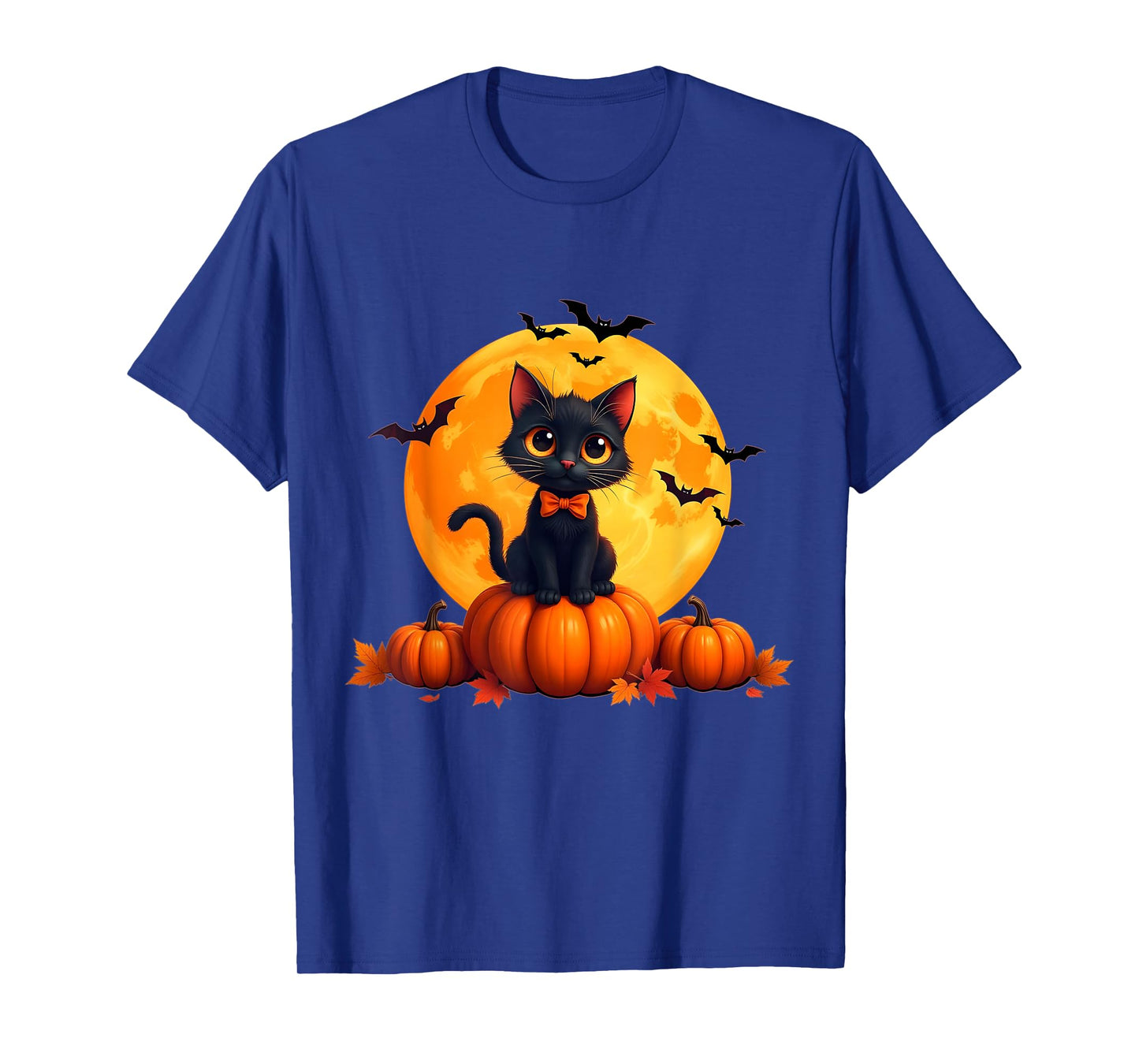Retro Black Cat Pumpkin Halloween Costume Funny Men Women T-Shirt
