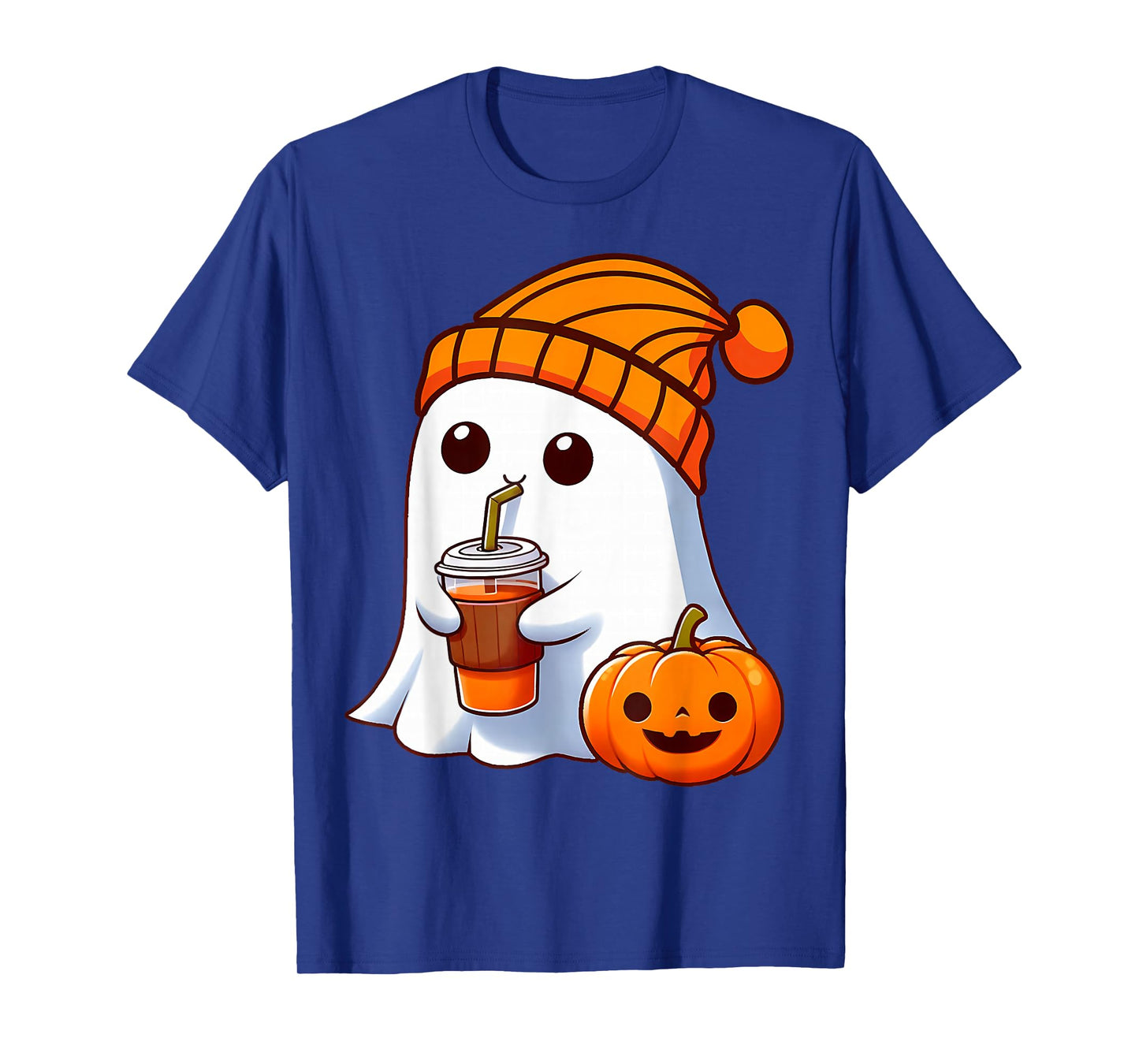 Halloween Costume Ghost Drinking Pumpkin Men Women Girls T-Shirt