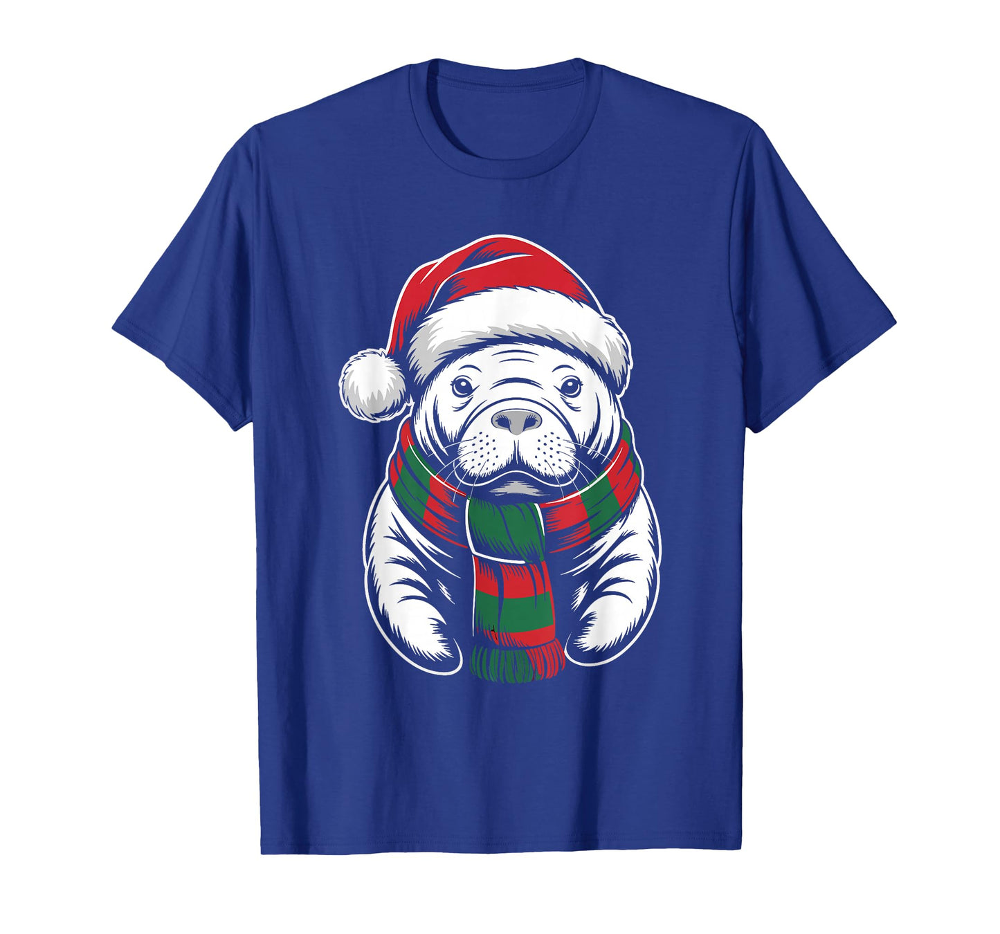Manatee Xmas Santa Hat Scarf Christmas Costume T-Shirt