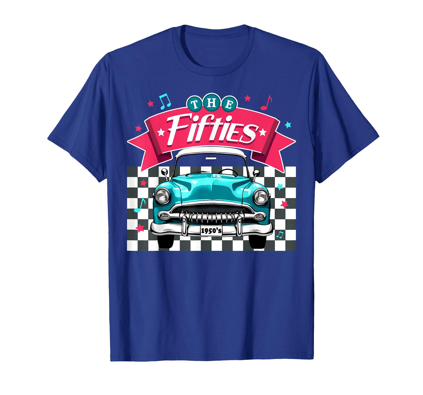 The Fifties 1950s Car Music Checkerboard Rockabilly Sock Hop T-Shirt