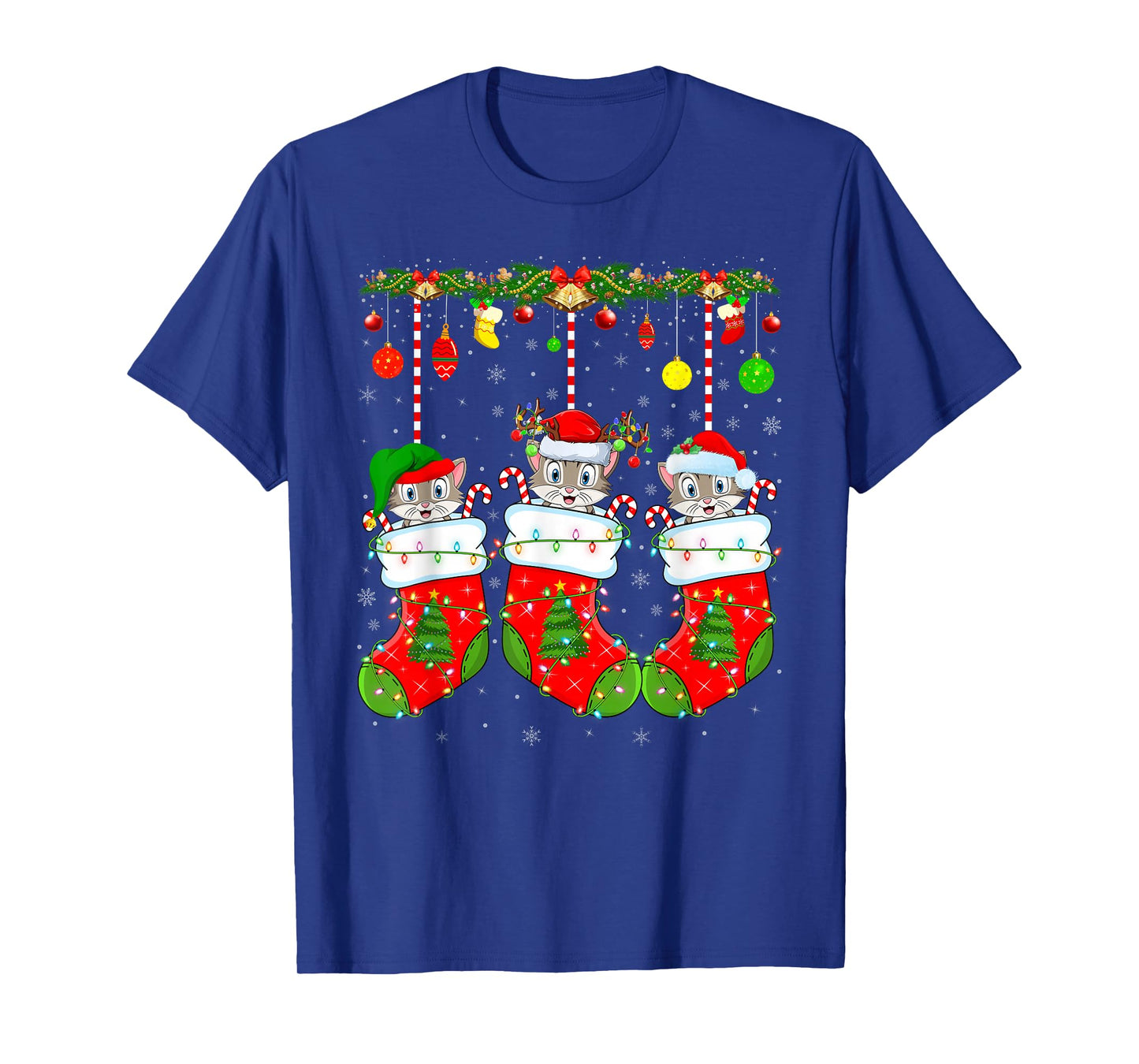 Cats in Christmas Socks Funny Pet Animal Cat Christmas T-Shirt