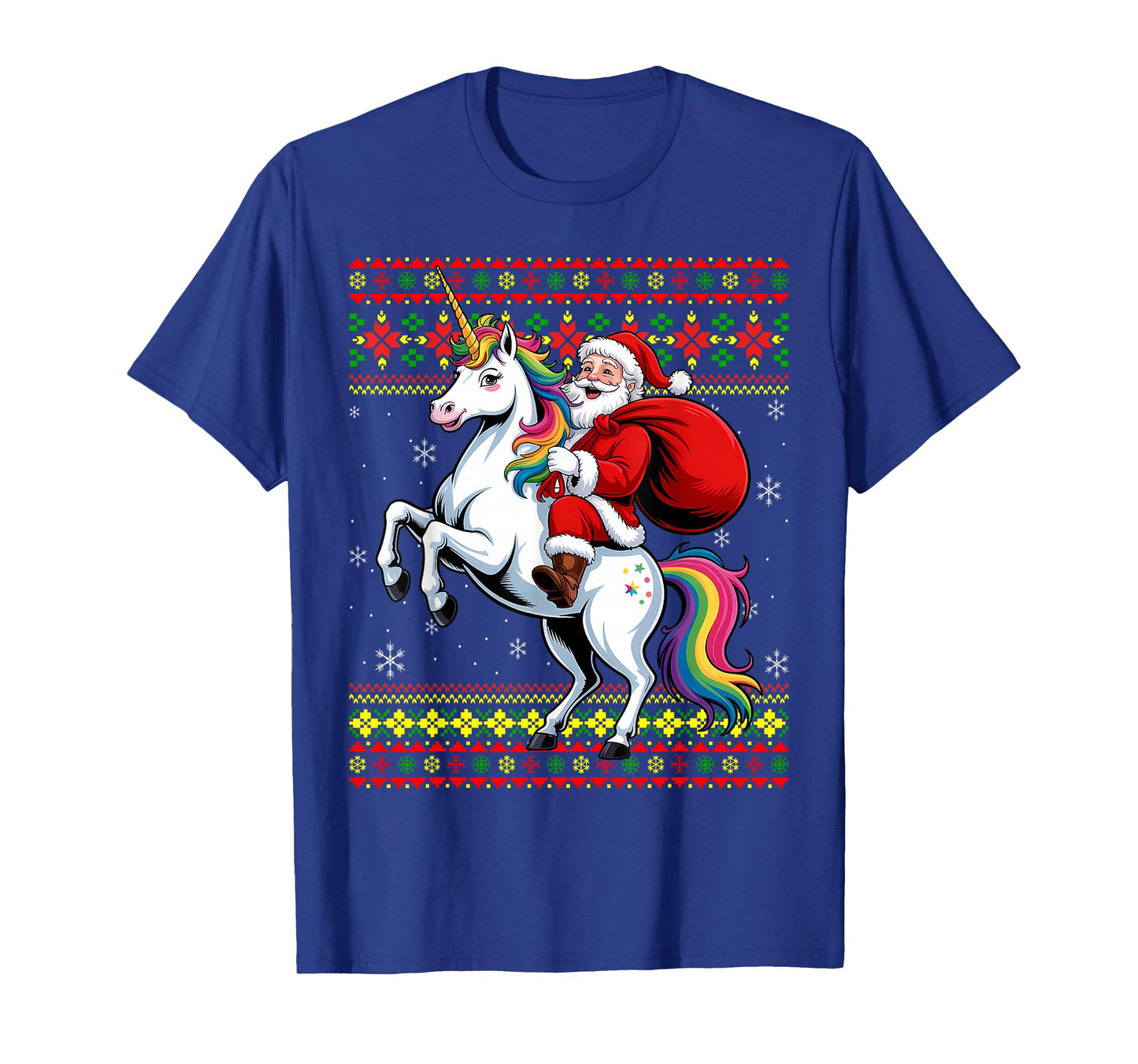 Santa Claus On Unicorn Ugly Christmas Holiday Kids Girls T-Shirt