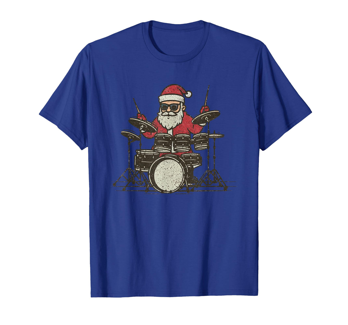 Santa Playing Drums Christmas Vintage Drummer Xmas T-Shirt