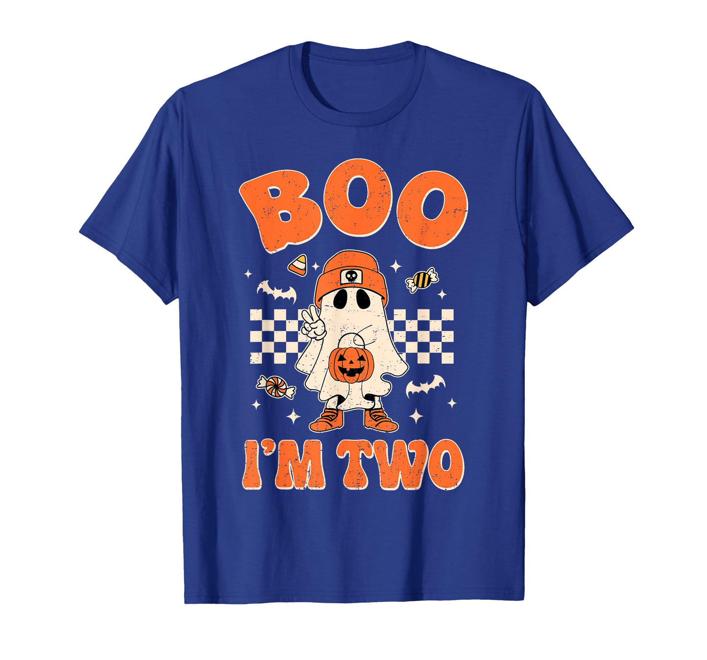 Boo I'm Two Years Old Birthday Kid Boy Retro Ghost Halloween T-Shirt