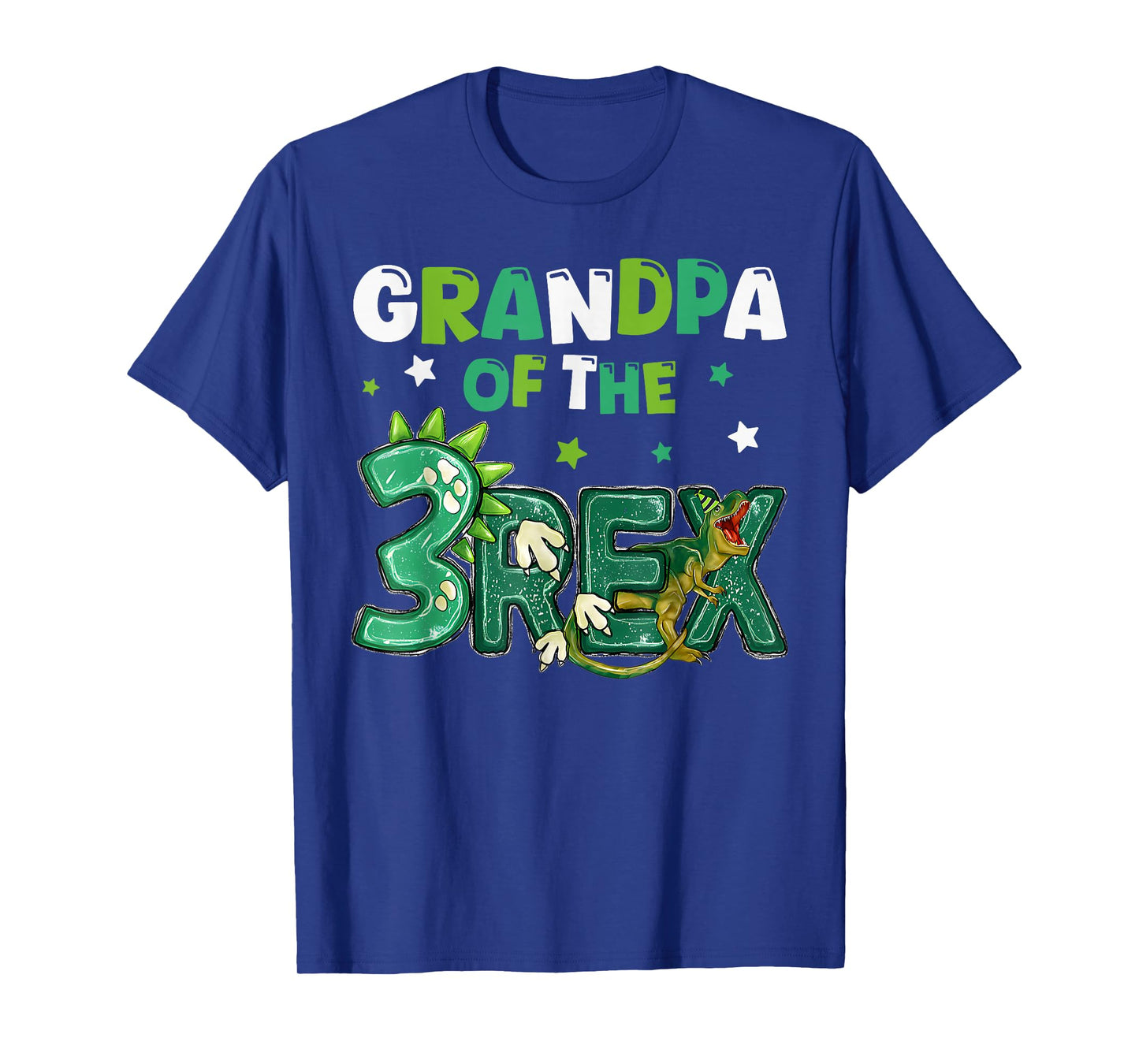 Grandpa of the Three Rex Birthday Dinosaur Family Matching T-Shirt