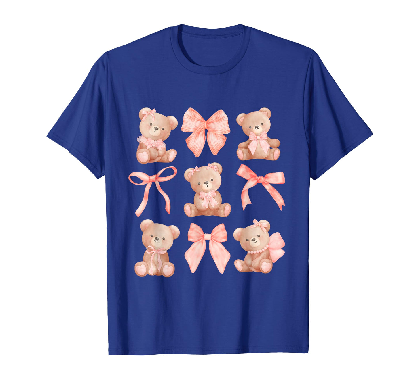 Coquette Teddy Bears Pink Bow Cute Women Girl Birthday T-Shirt