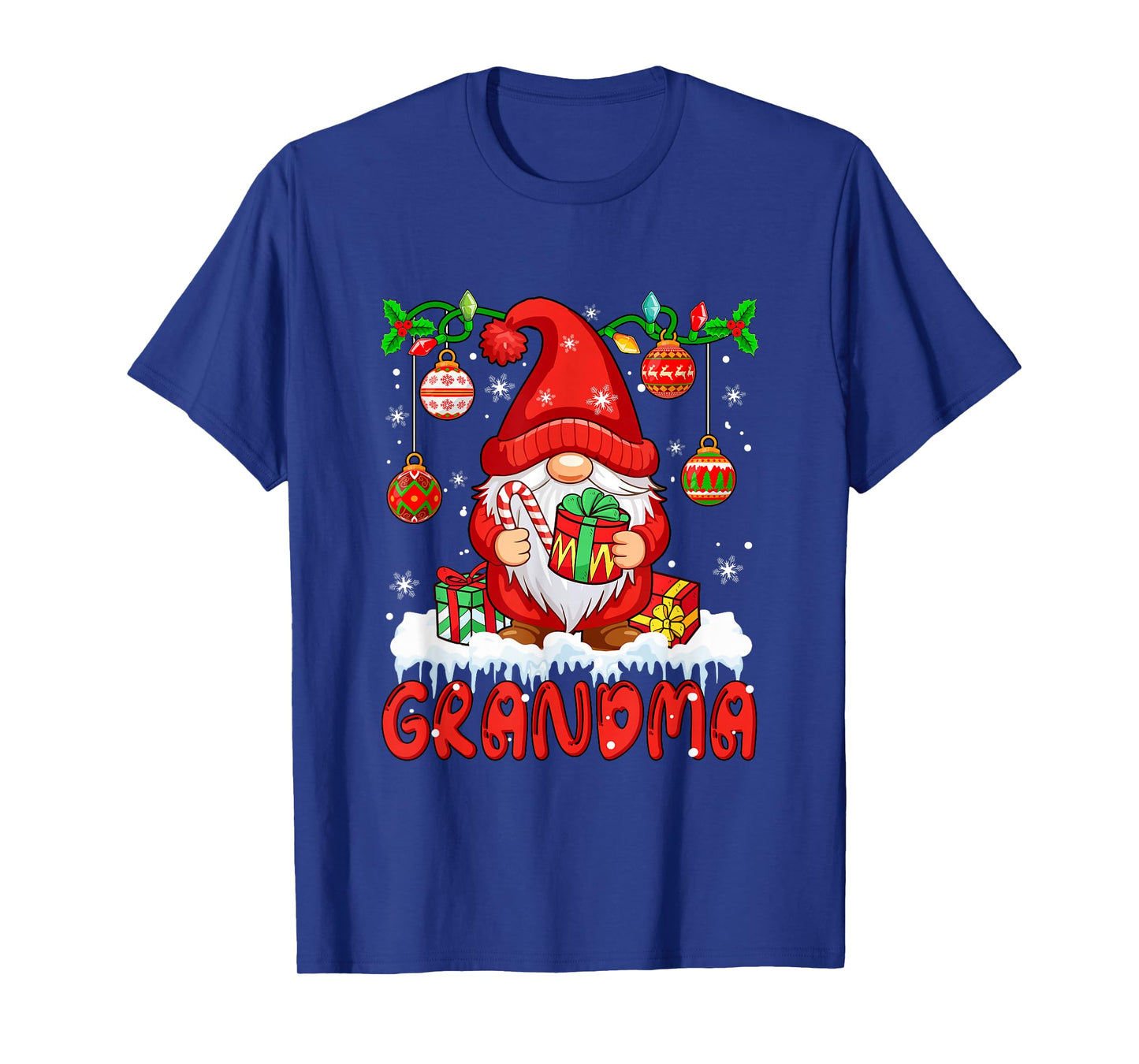 Grandma Christmas Gnome Colorful Lights Matching Family T-Shirt