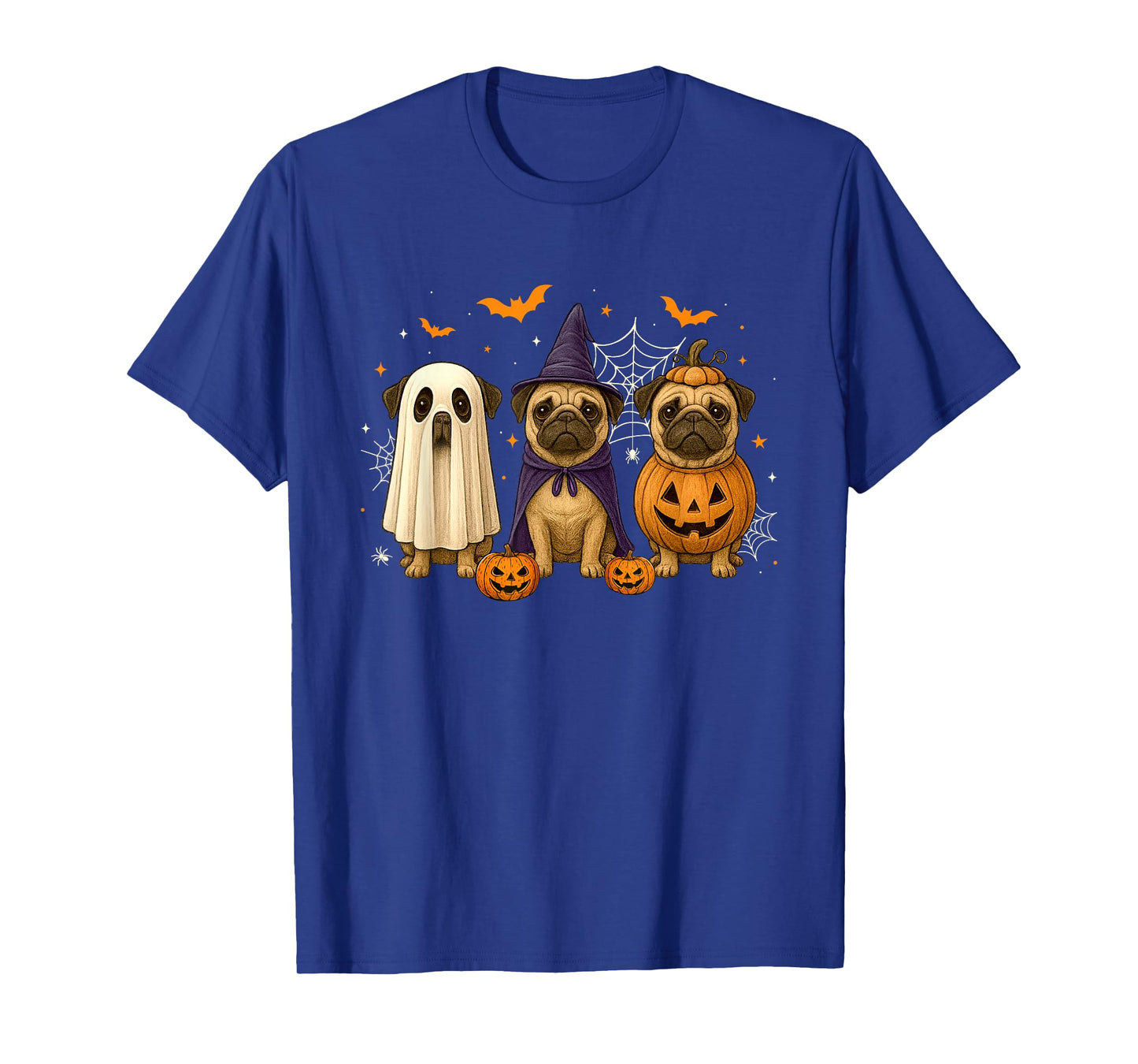 Funny Pug Ghost Witch Pumpkin Halloween Costume Spooky T-Shirt